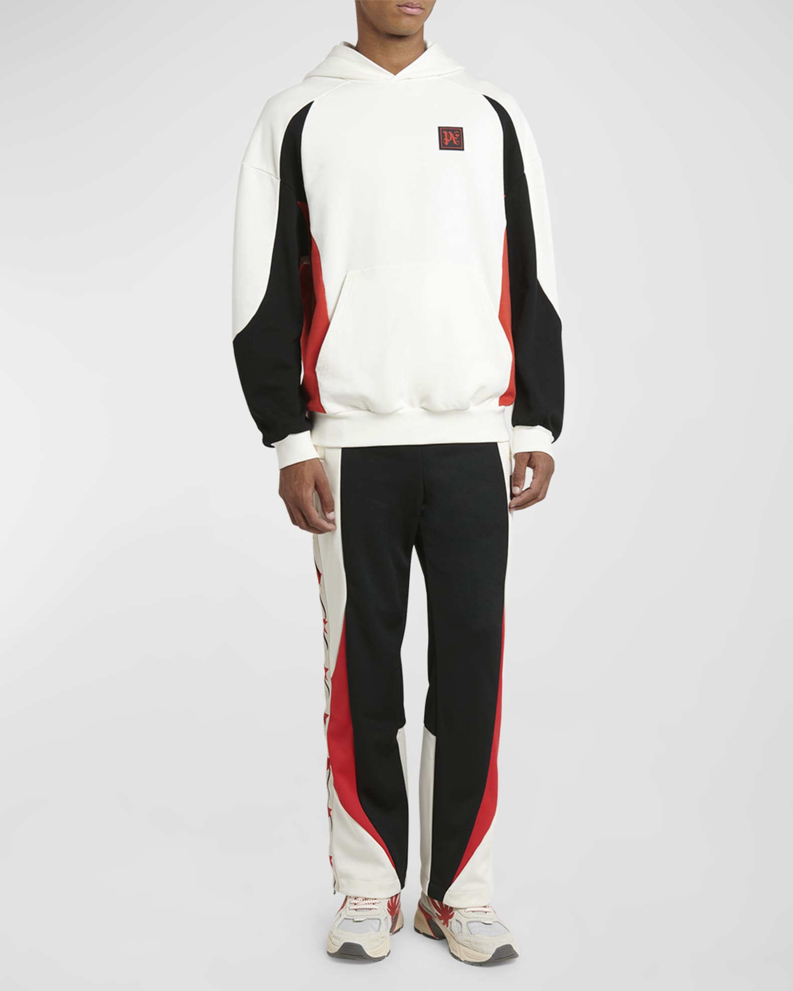 Palm Angels Paxhaas colour block Hoodie Men Cotton Xs White