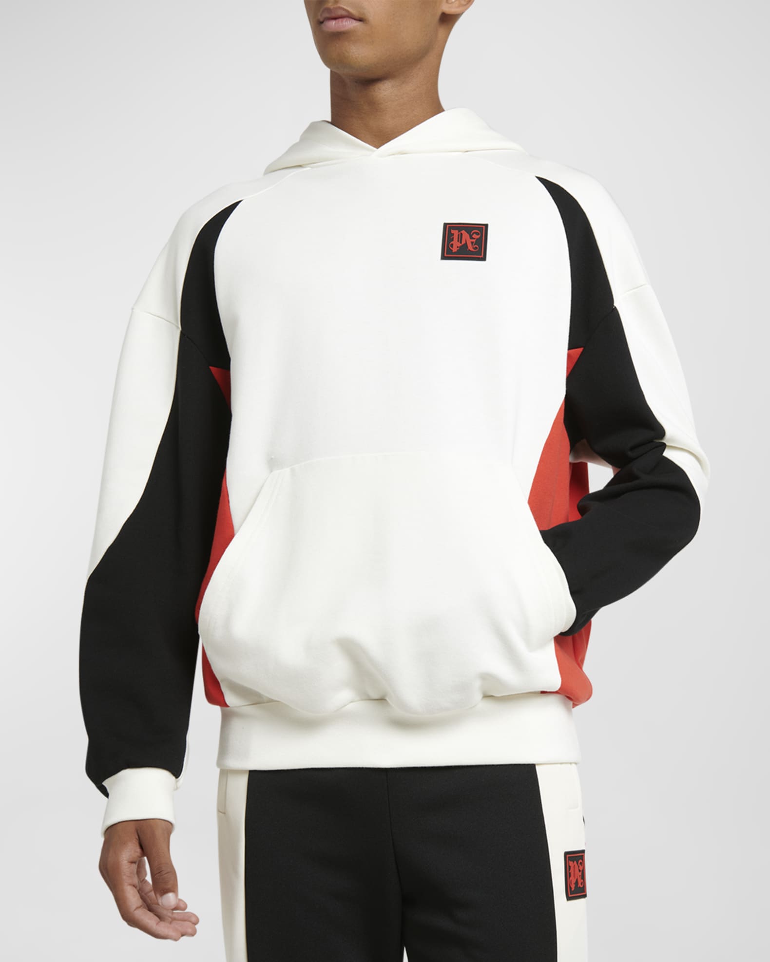 Palm Angels Men's Colorblock Monogram Racing Hoodie | Neiman Marcus