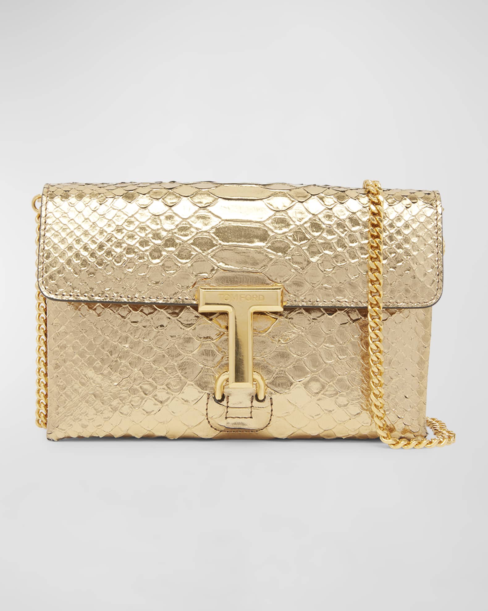 TOM FORD Metallic Python Chain Shoulder Bag in 2023