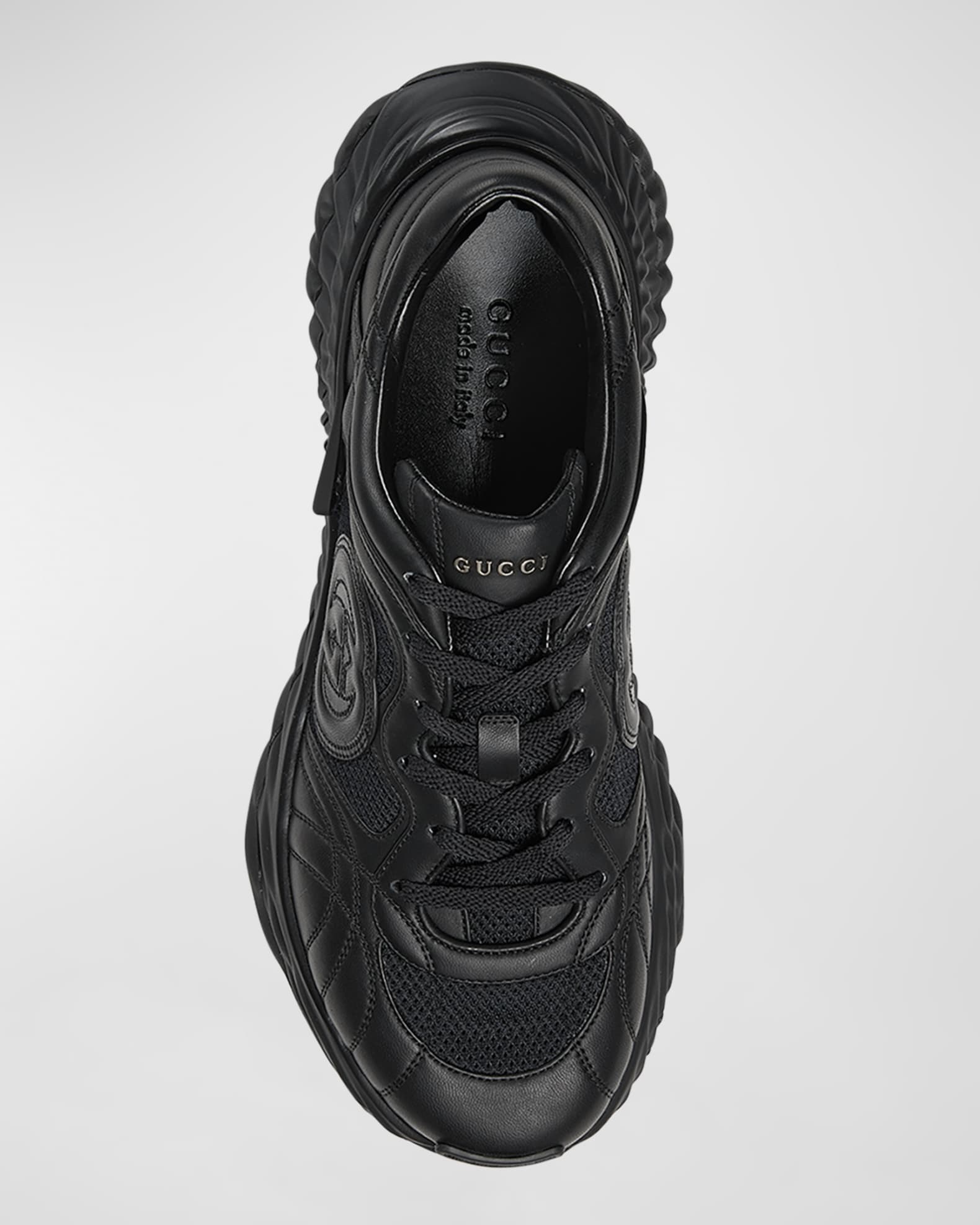Gucci Men's Ripple Mesh and Leather Low-Top Sneakers