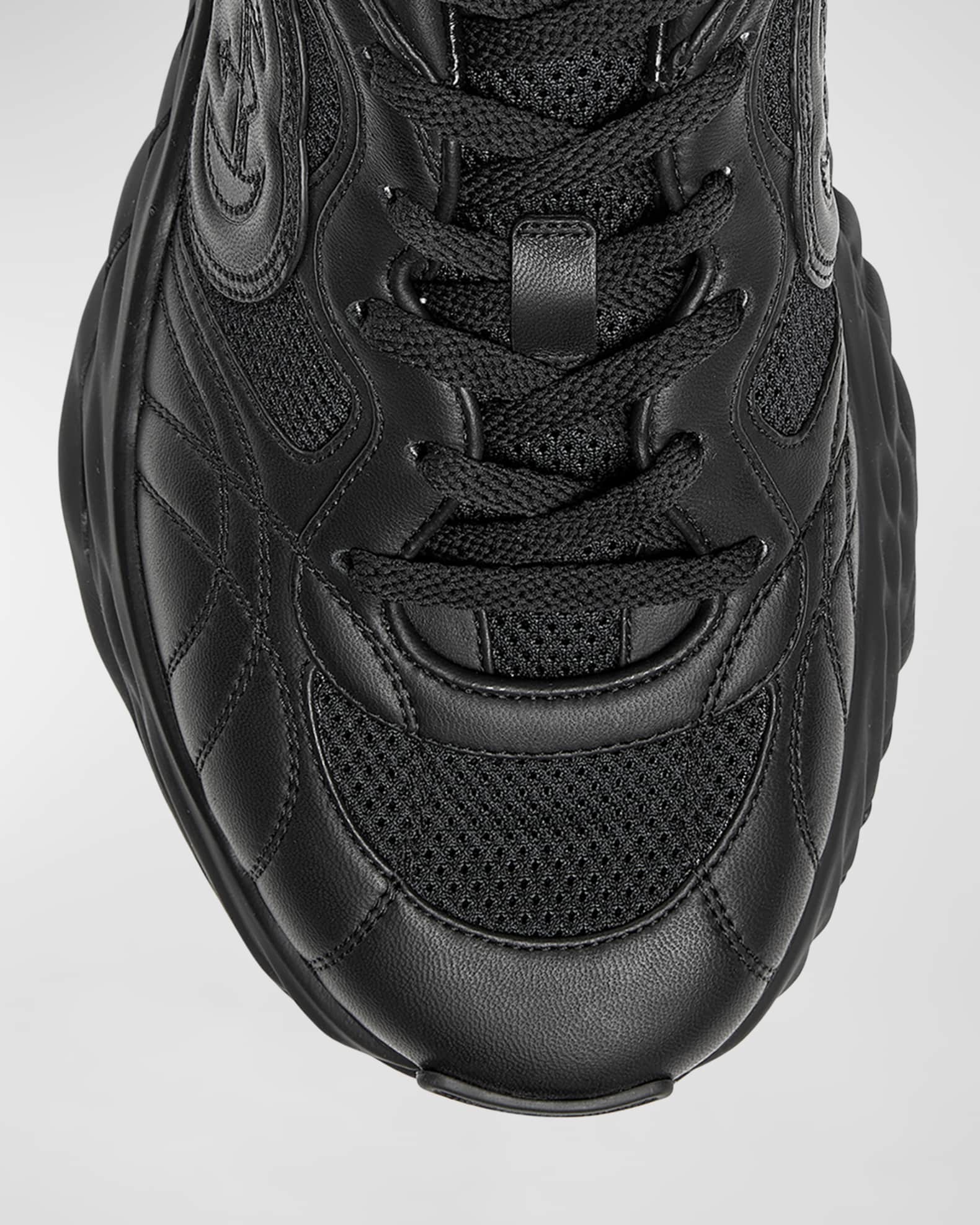 リョウ Gucci Men's Ripple Mesh and Leather Low-Top Sneakers