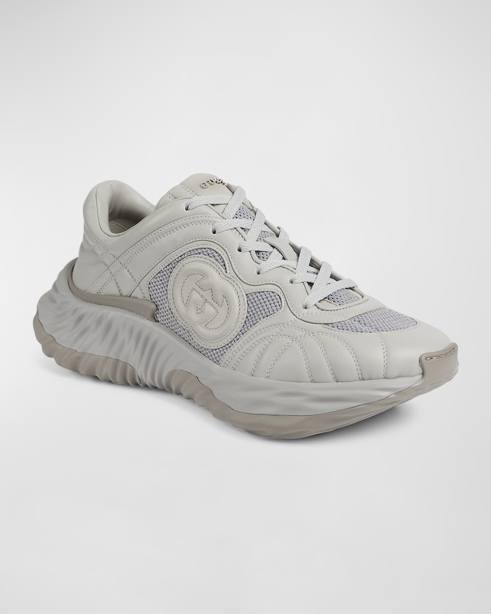 Men's Ripple Mesh and Leather Low-Top Sneakers 1