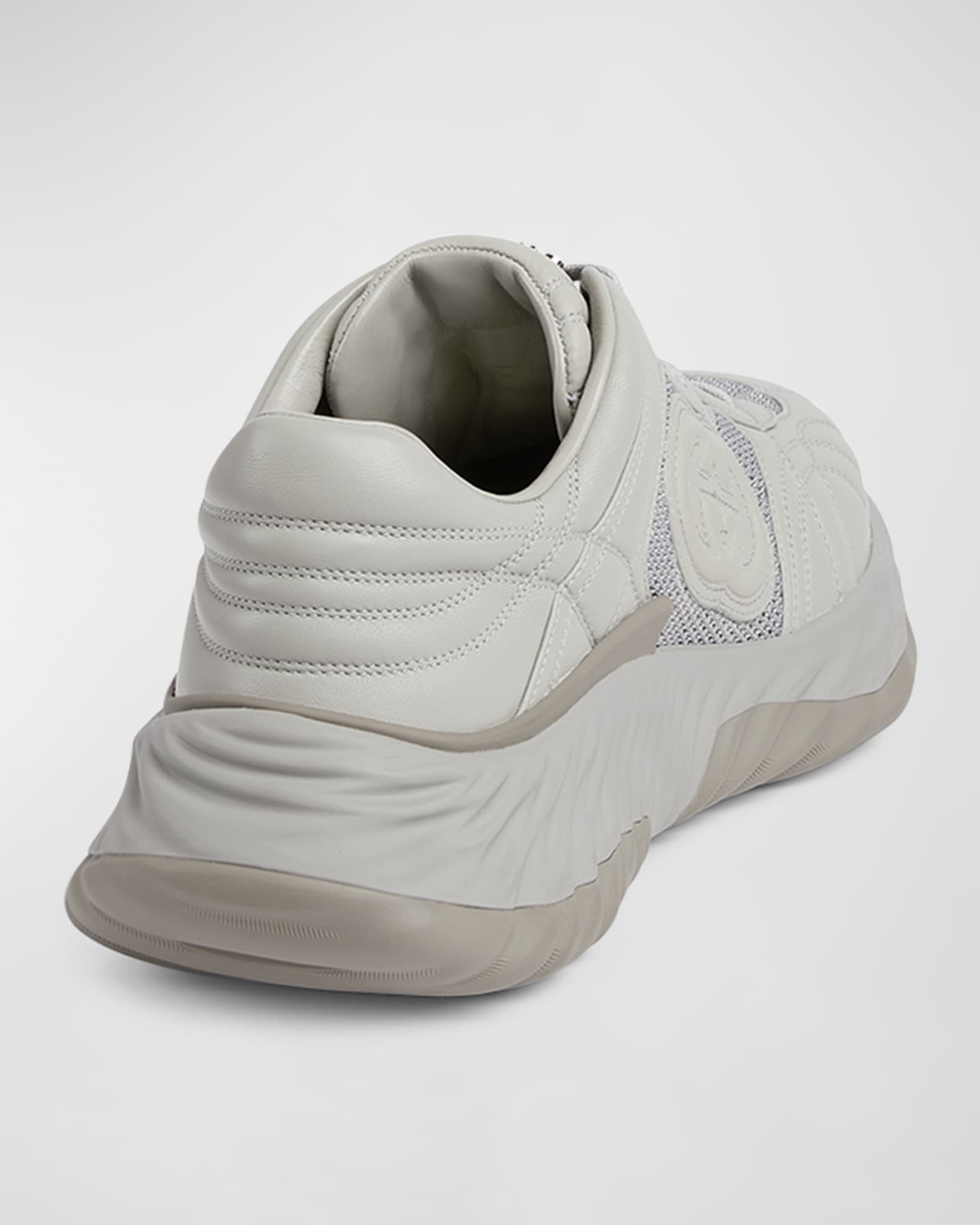 Gucci Men's Ripple Mesh and Leather Low-Top Sneakers