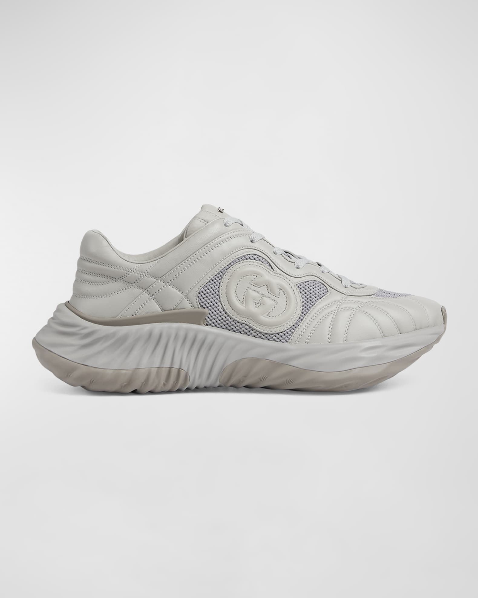 Men s Ripple Mesh and Leather Low Top Sneakers