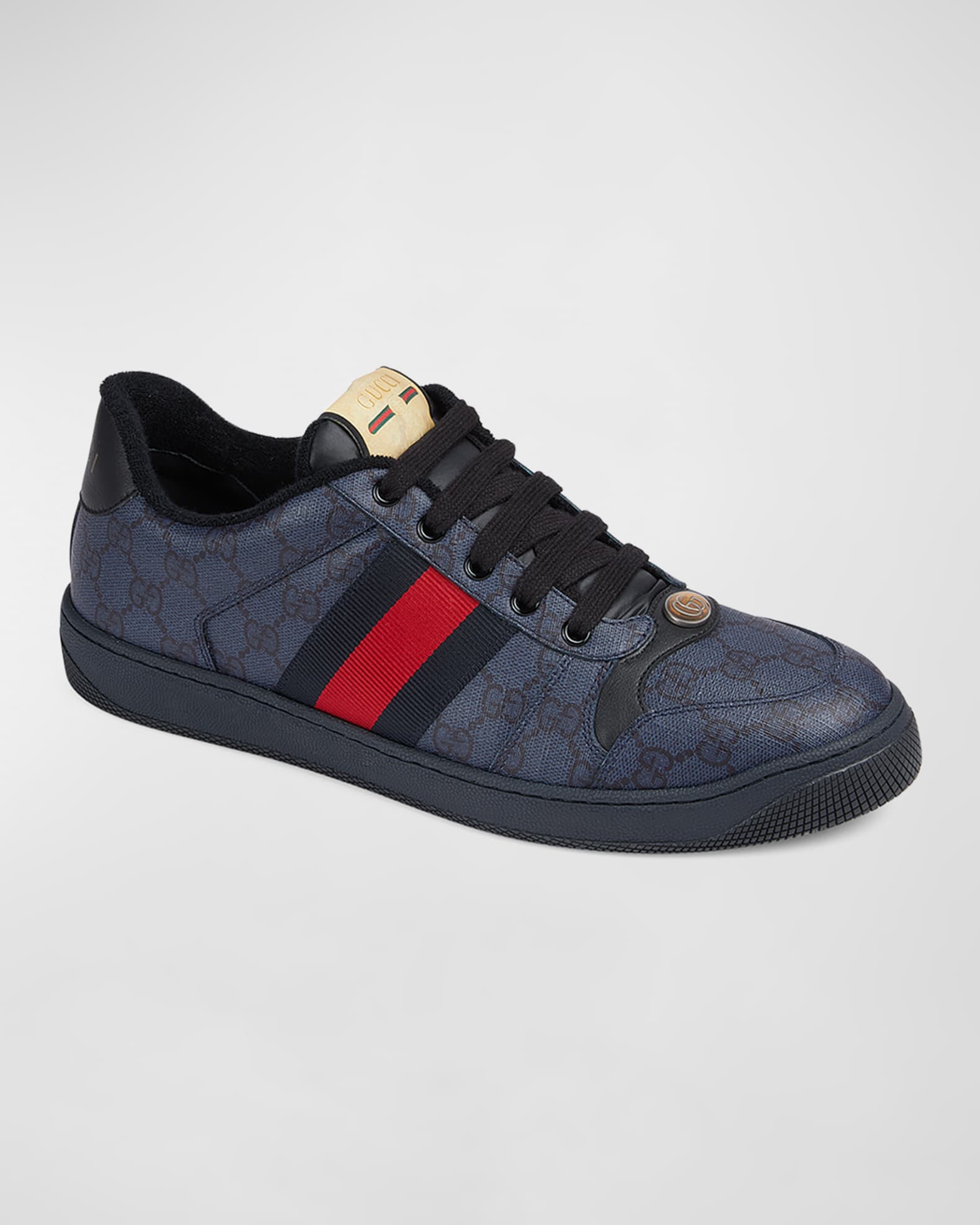 Men's Screener GG Canvas Low-Top Sneakers with Web 1