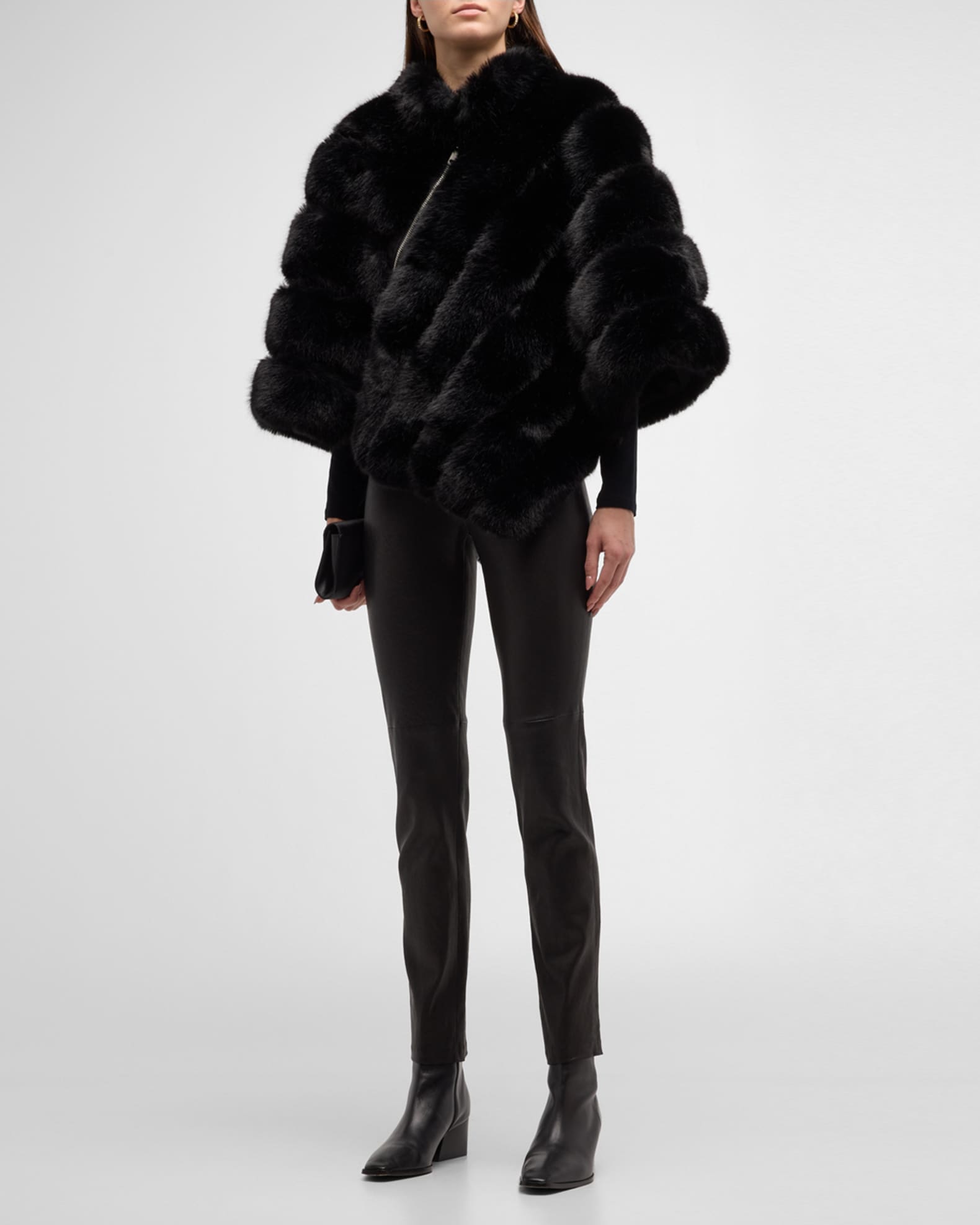 Asymmetric Faux Fur Poncho  1