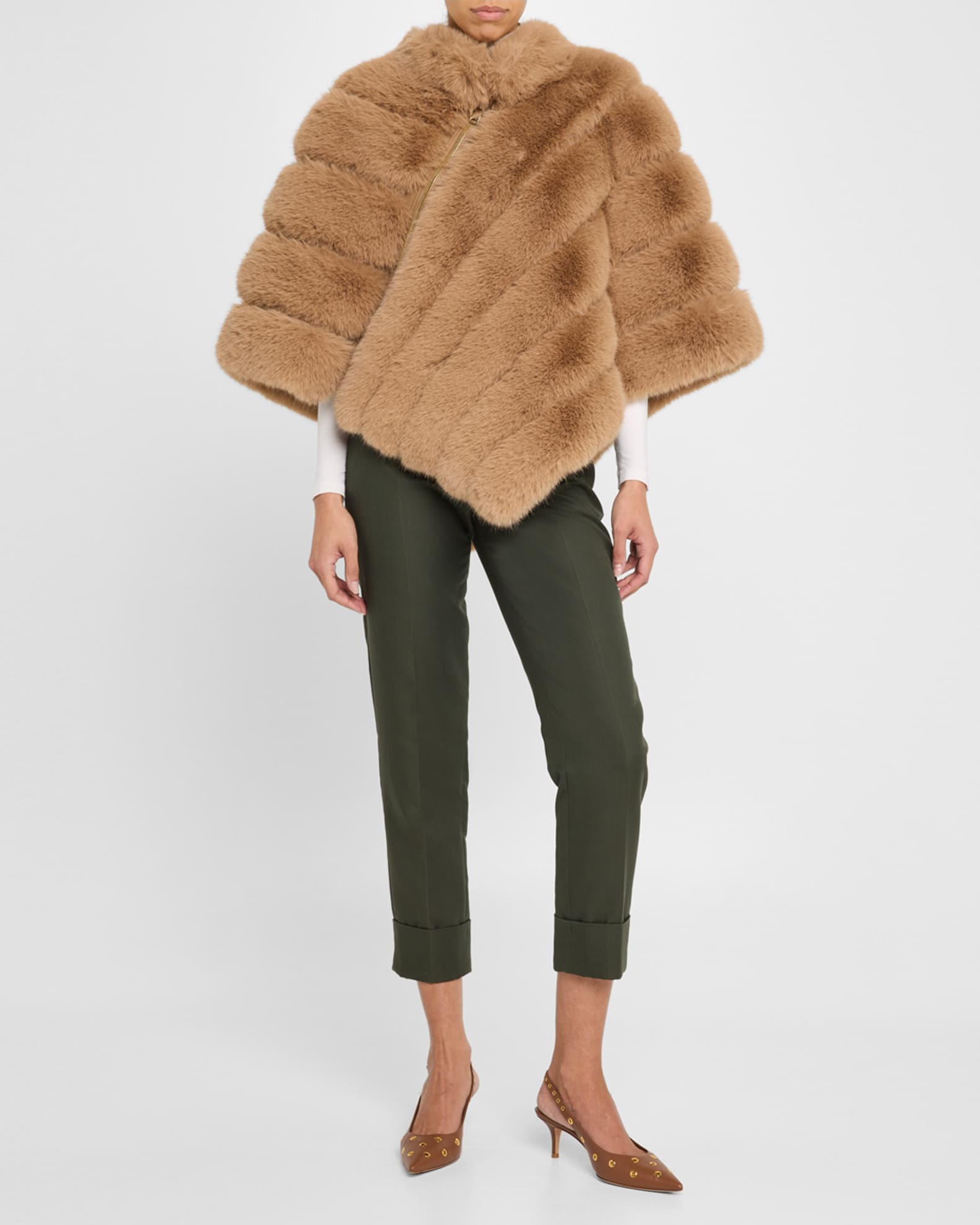 Asymmetric Faux Fur Poncho  1
