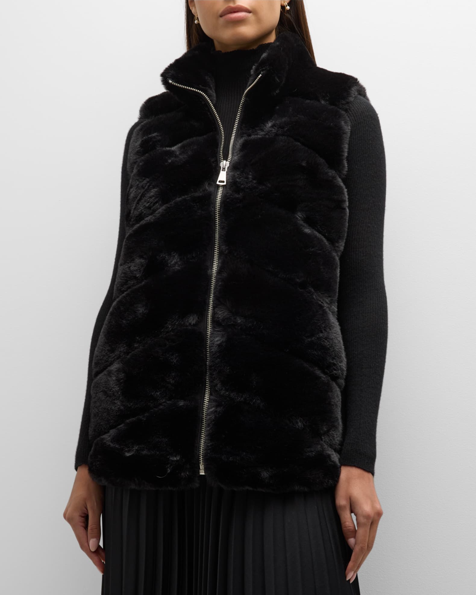 La Fiorentina Chevron Faux Mink Fur Vest Neiman Marcus