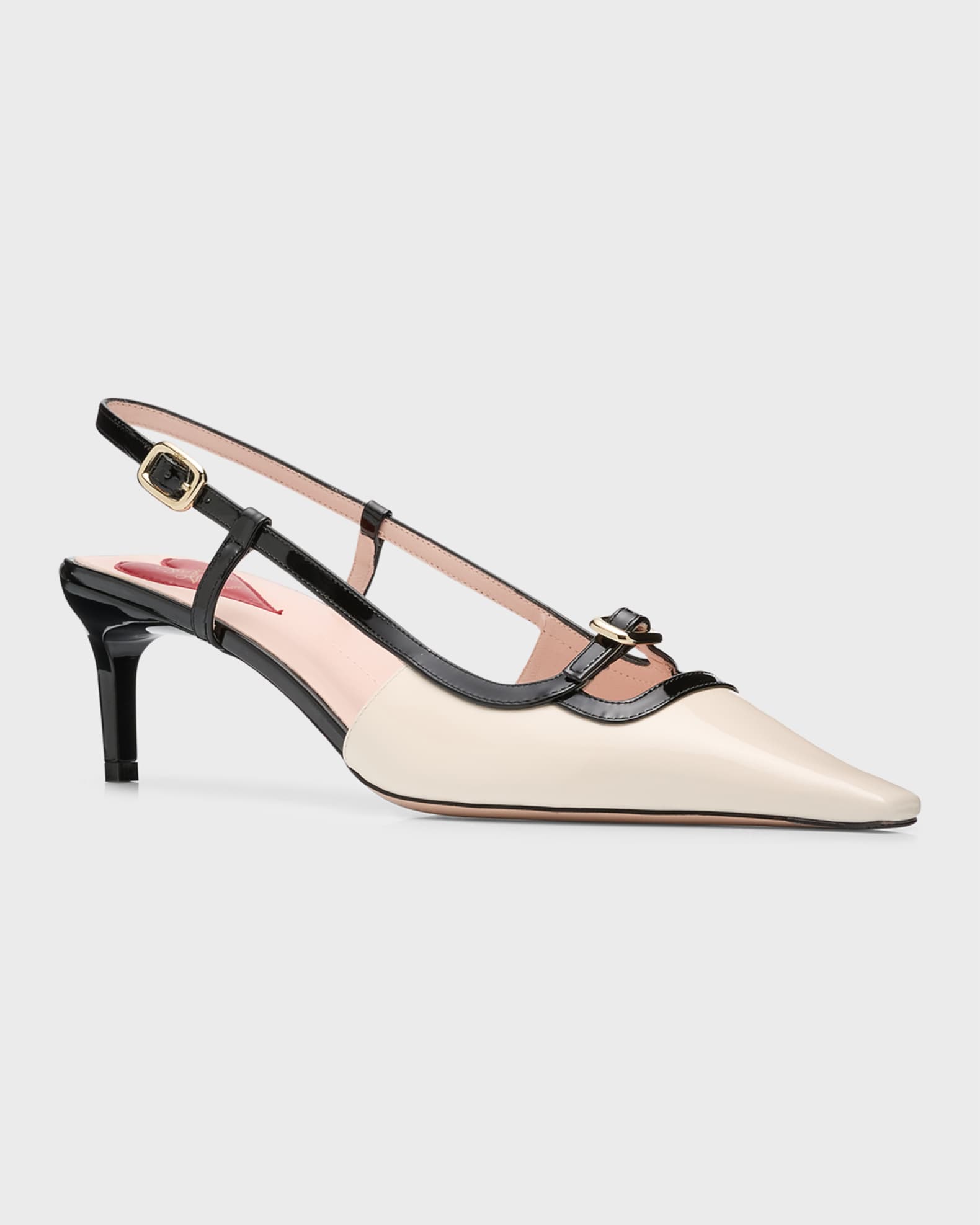 Roger Vivier Bicolor Patent Buckle Slingback Pumps | Neiman