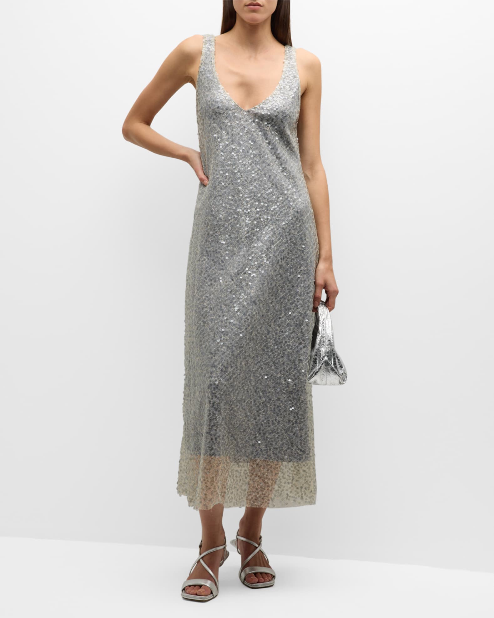 Lucite Metallic Sequin Slip Dress in Dresses & Skirts