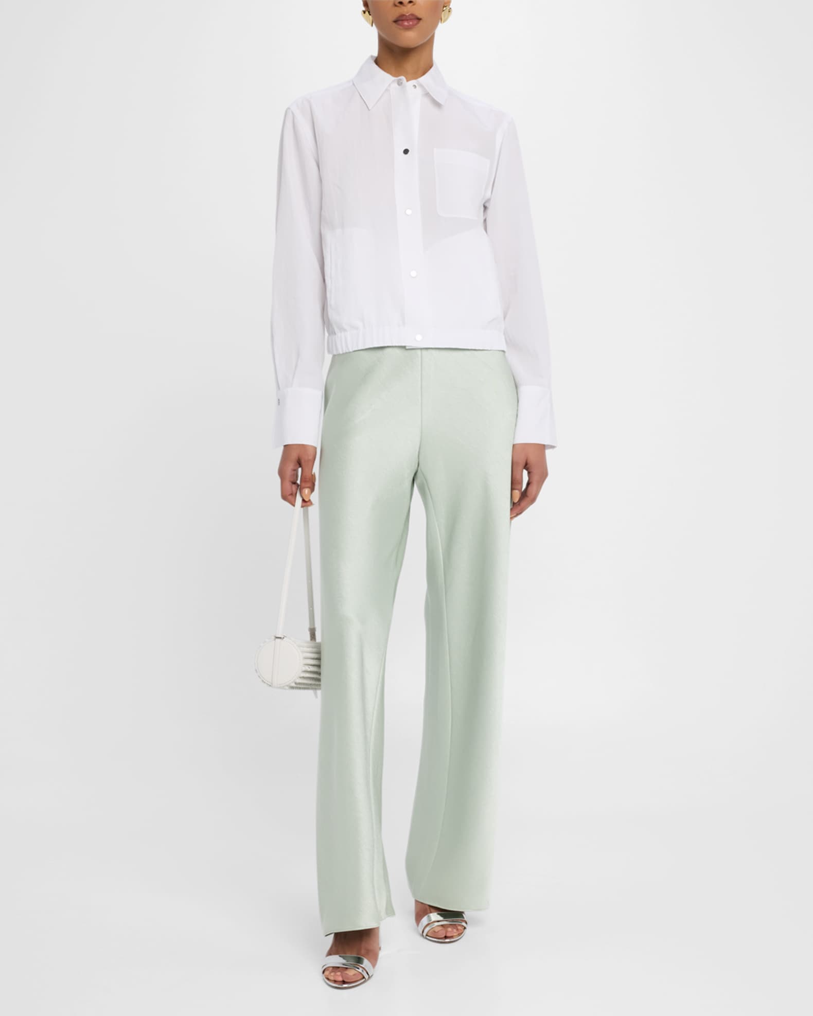 Fluid Bias-Cut Crushed Satin Pants 1