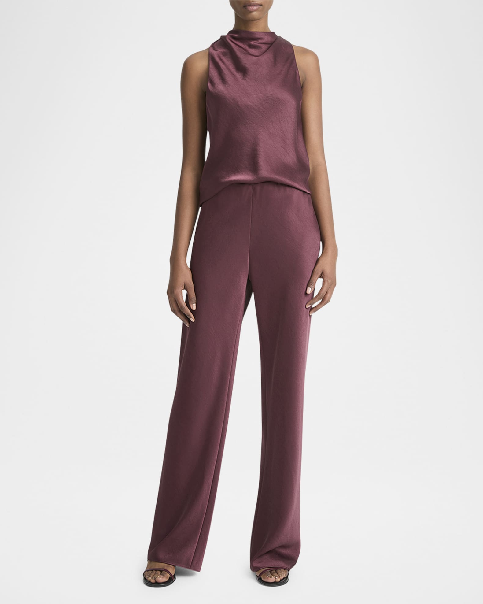 Fluid Bias-Cut Crushed Satin Pants 1