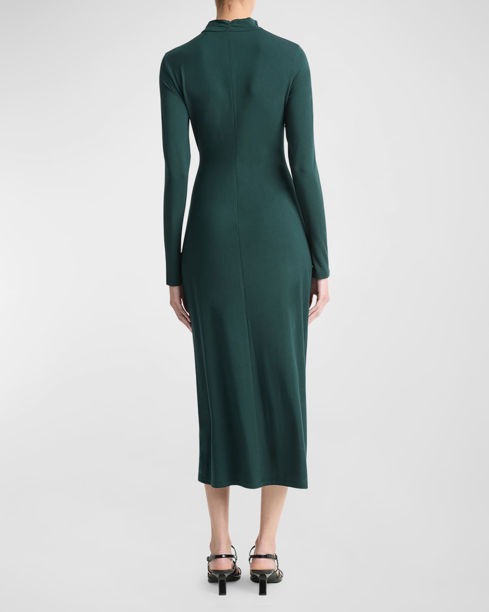 Vince Long Sleeve Ruched TurtleNeck Midi Dress Neiman Marcus