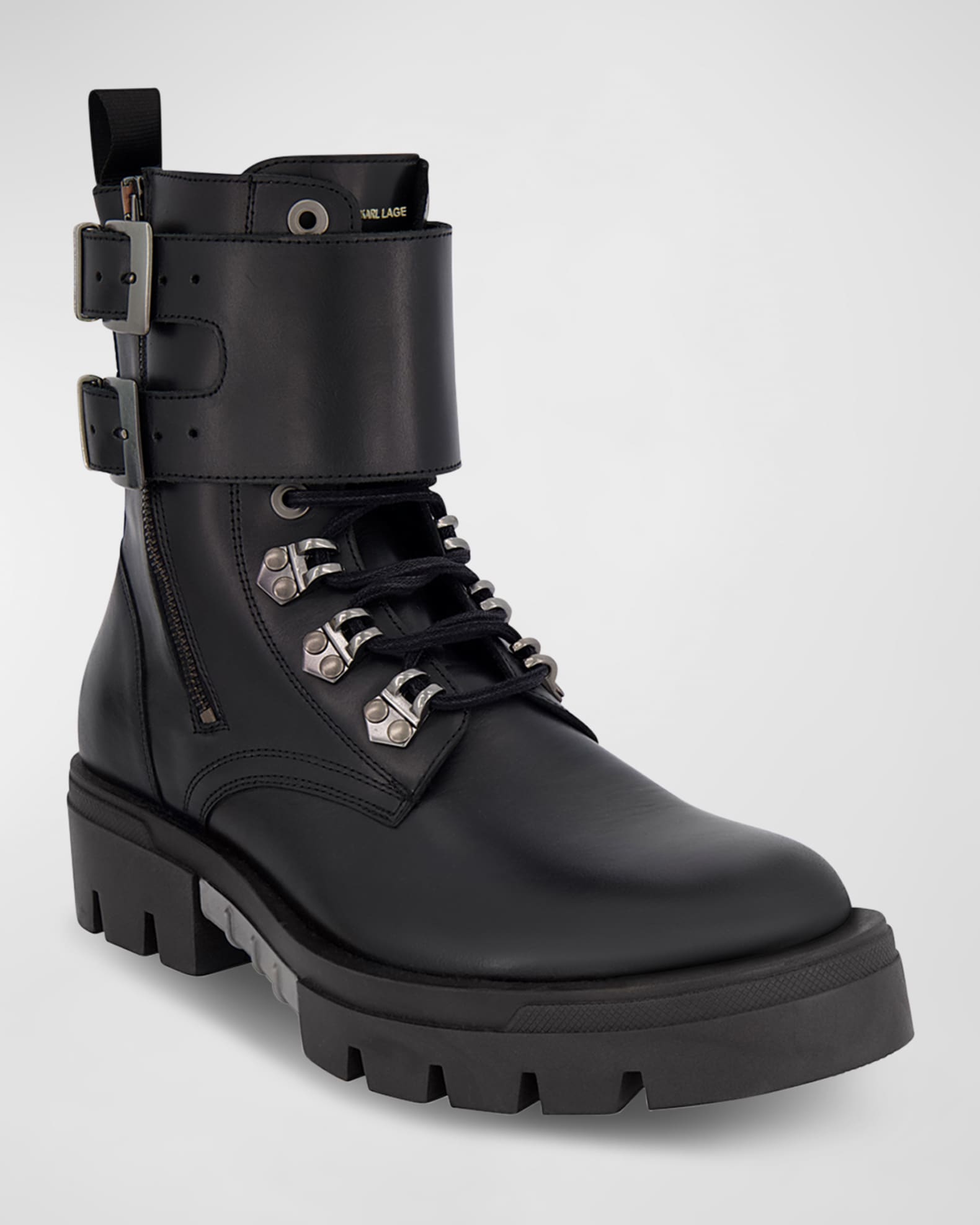 Men's Double-Buckle Monk Leather Combat Boots 1