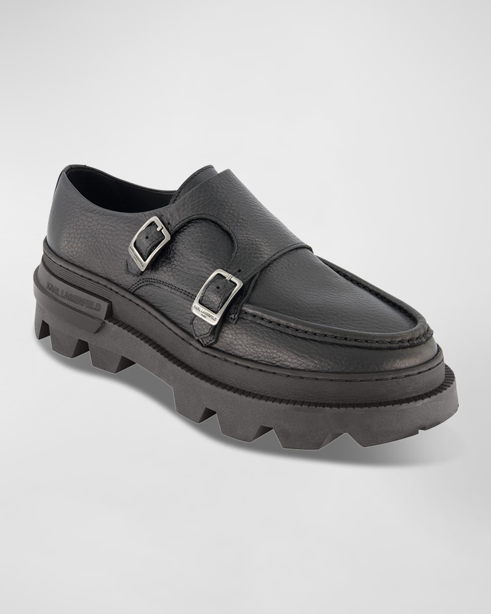 Men's Lug Sole Double Monk Strap Loafers  1
