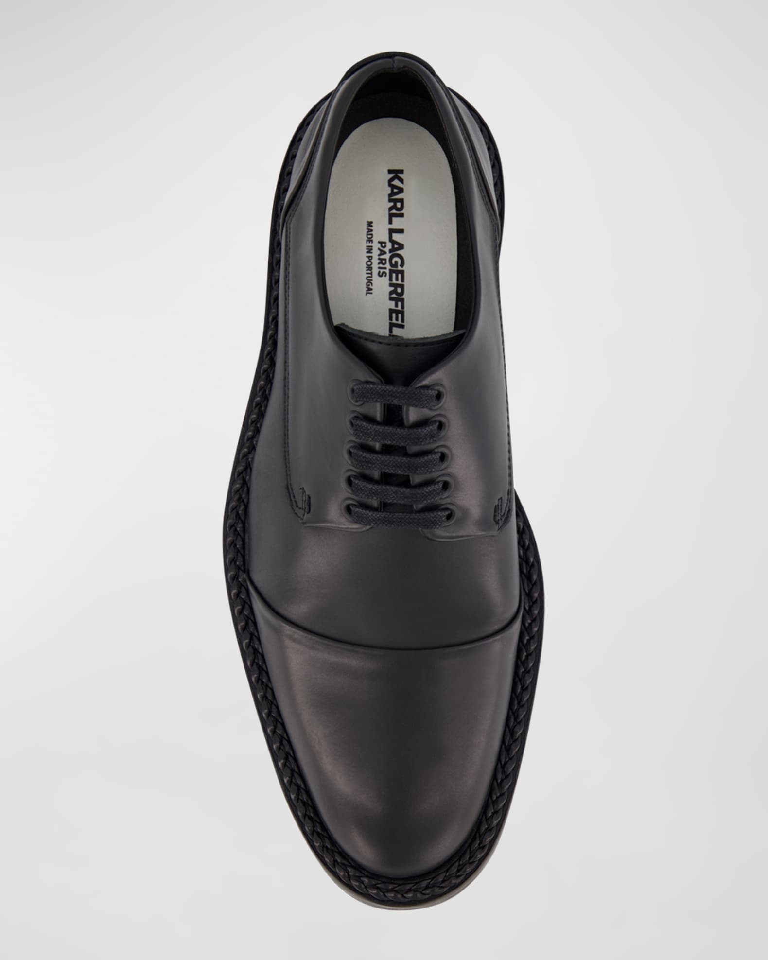 Karl Lagerfeld Paris Men's Braided Welt Cap Toe Derby Shoes