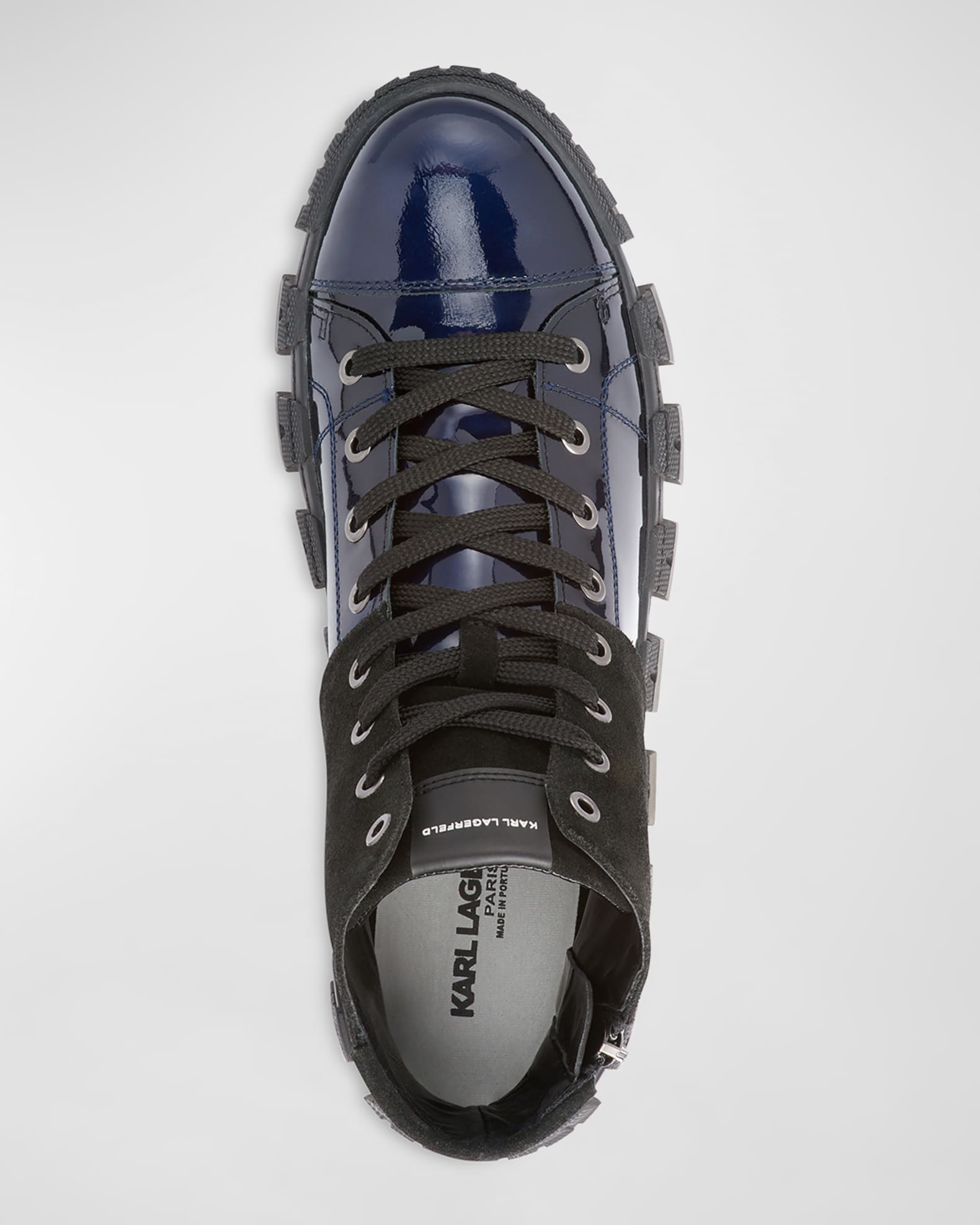 Men s Patent and Suede Zip High Top Sneakers
