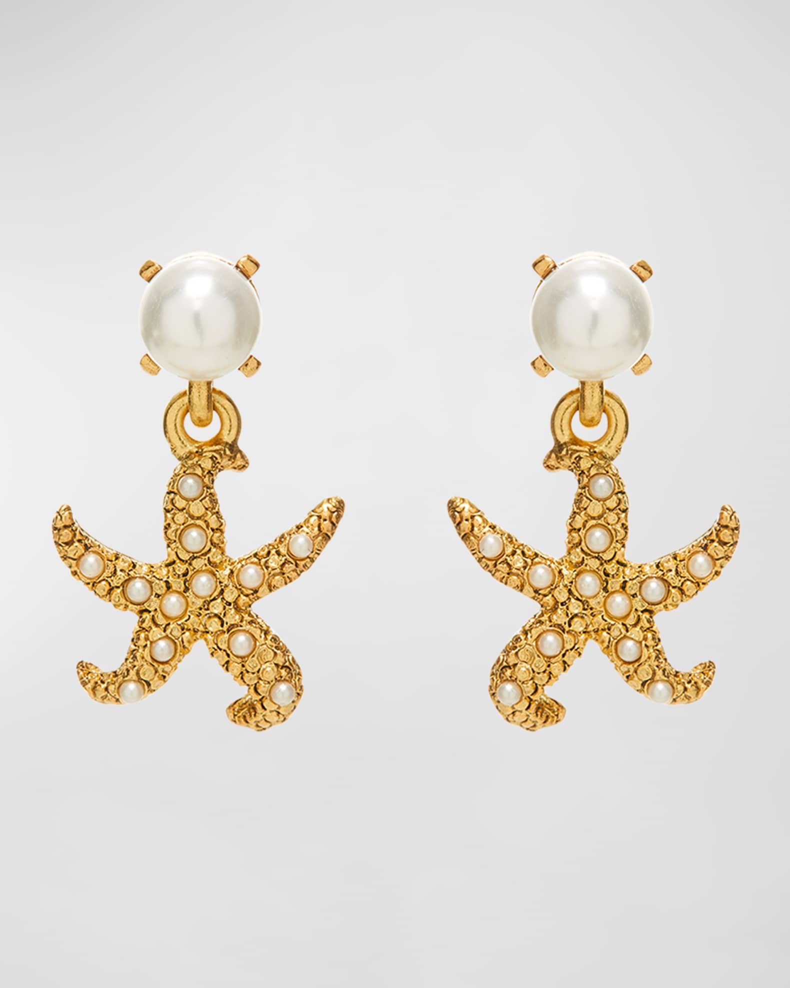 Oscar de La Renta Starfish Pearl Drop Earrings