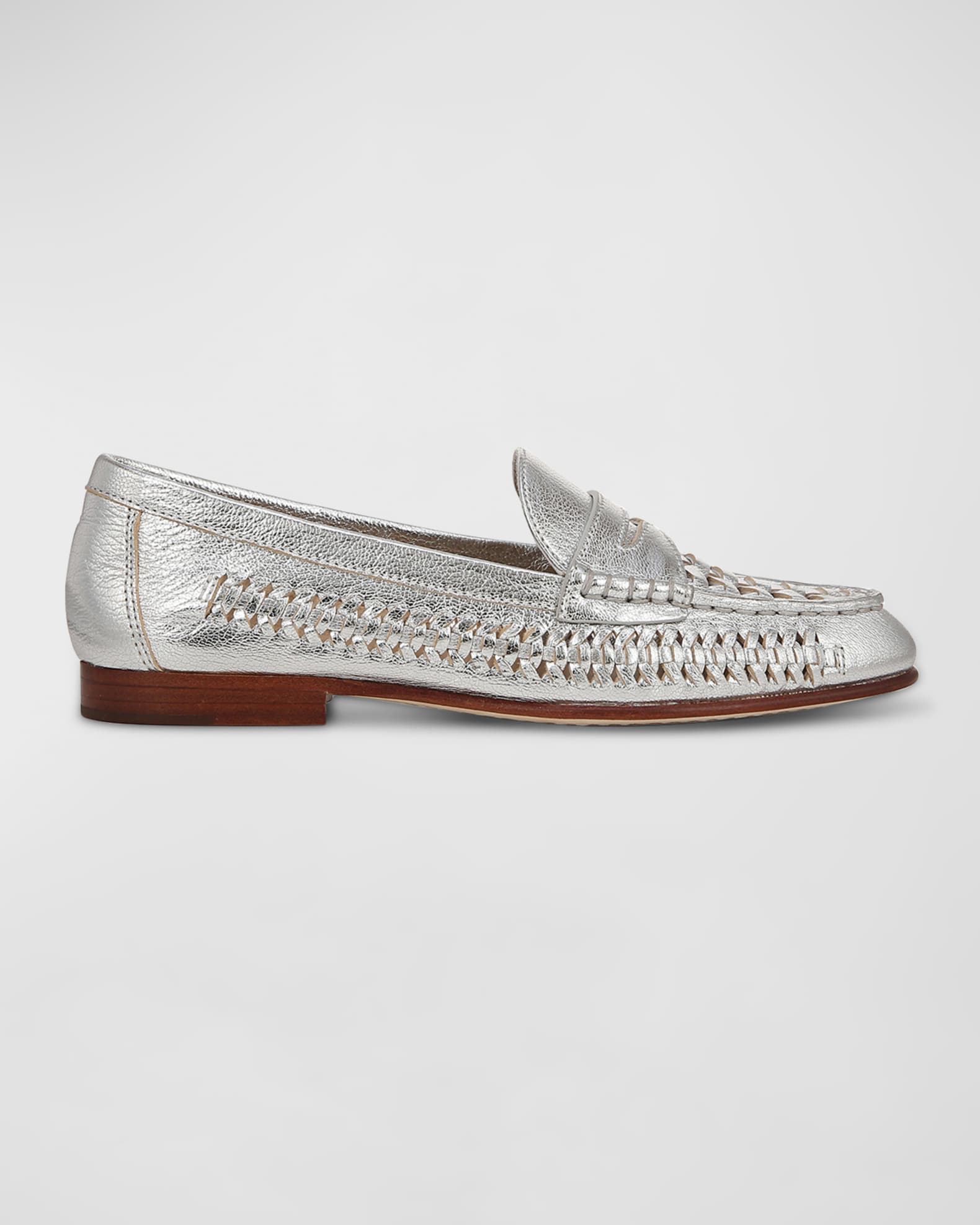 Veronica Beard Woven Metallic Penny Loafers