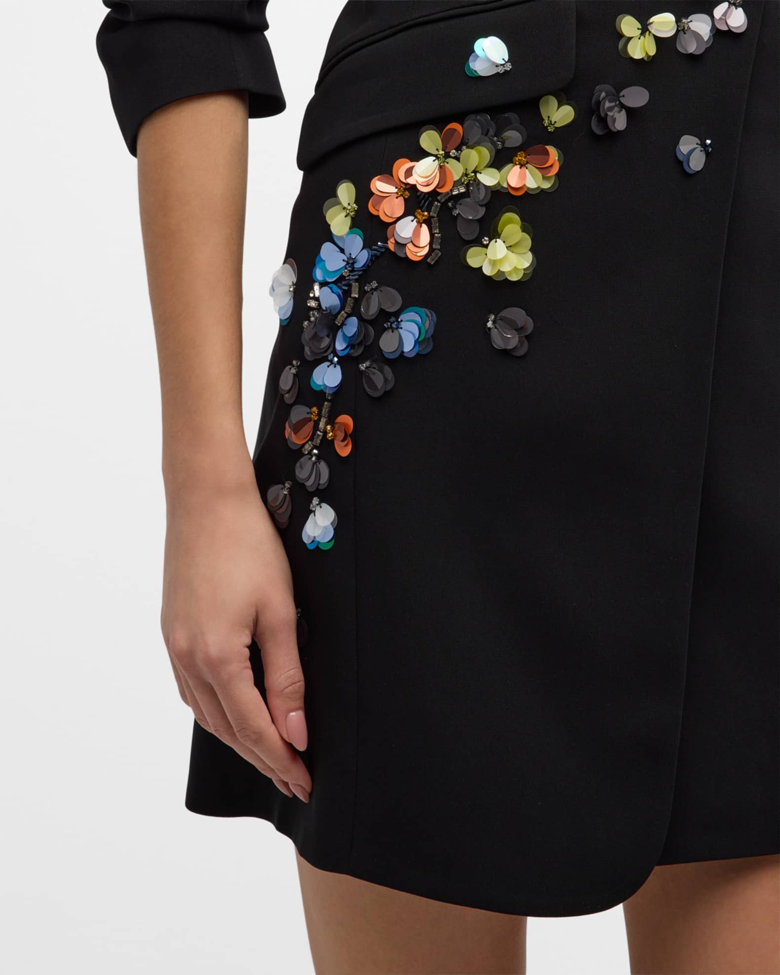 Cinq a Sept Sequin Flower Linnea Mini Blazer Dress | Neiman Marcus