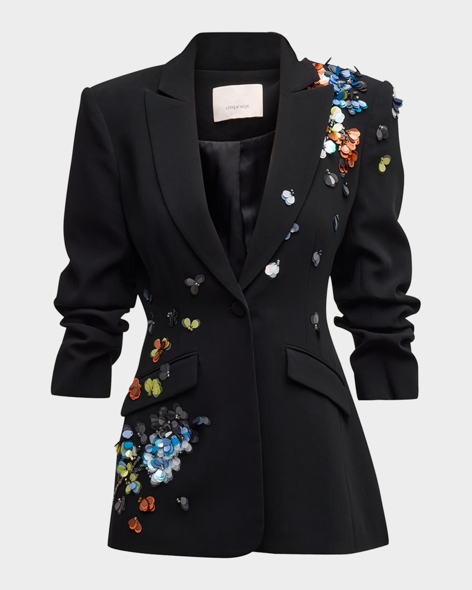 Cinq a Sept Cheyenne Sequin Flower Scrunched Blazer