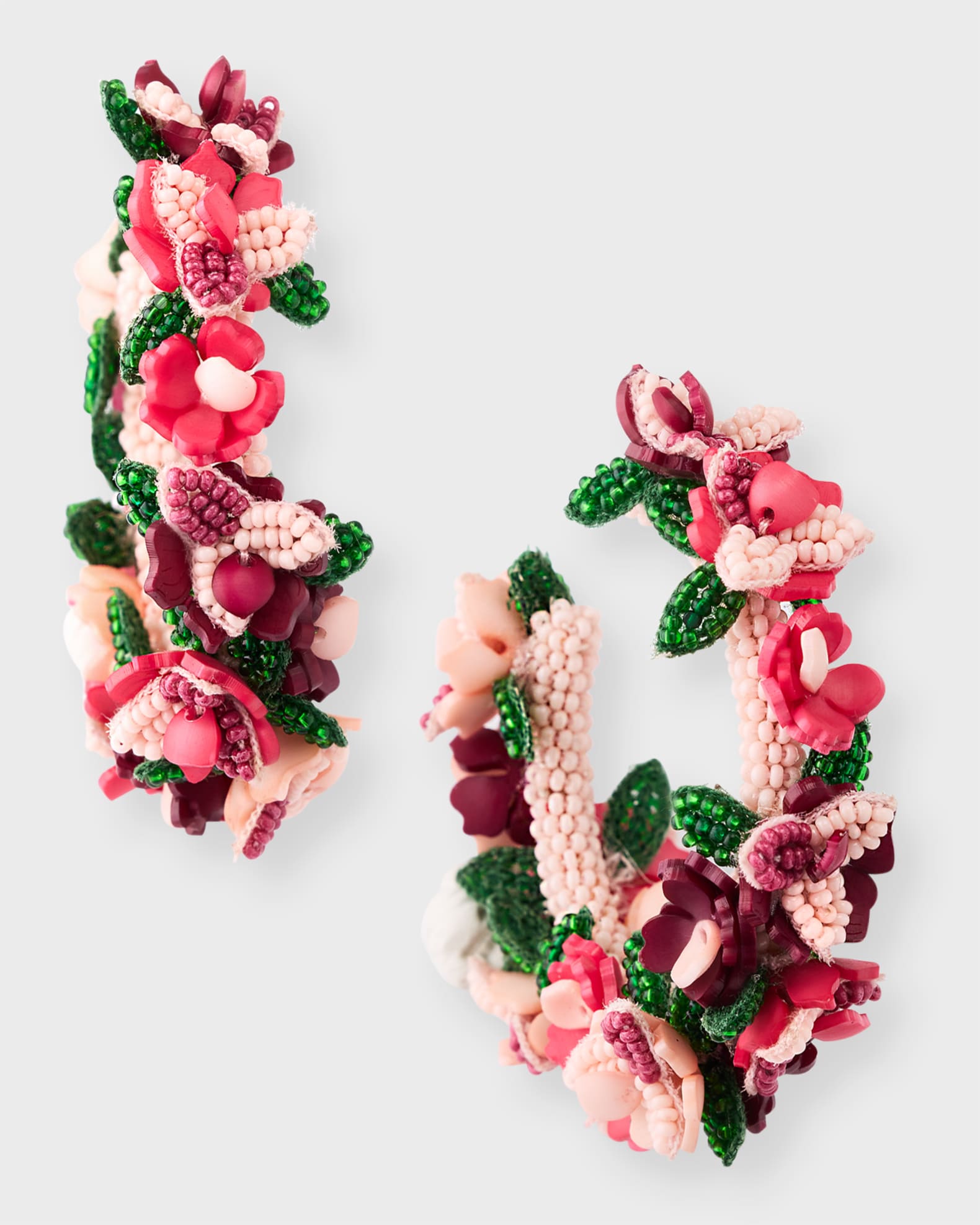 Oscar de la Renta Flower Cluster Hoop Earrings