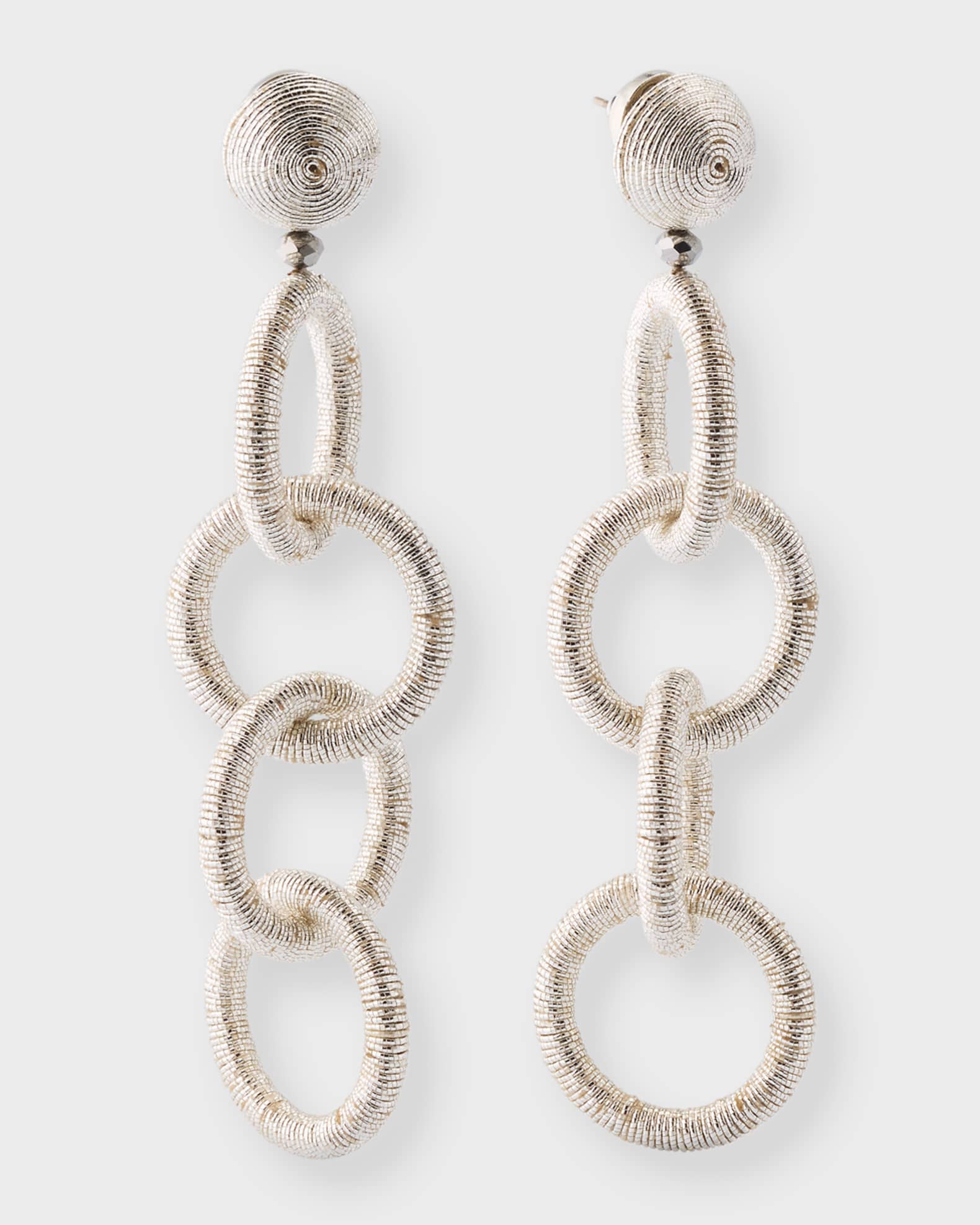 Oscar de la Renta Long Coil Circle Link Earrings