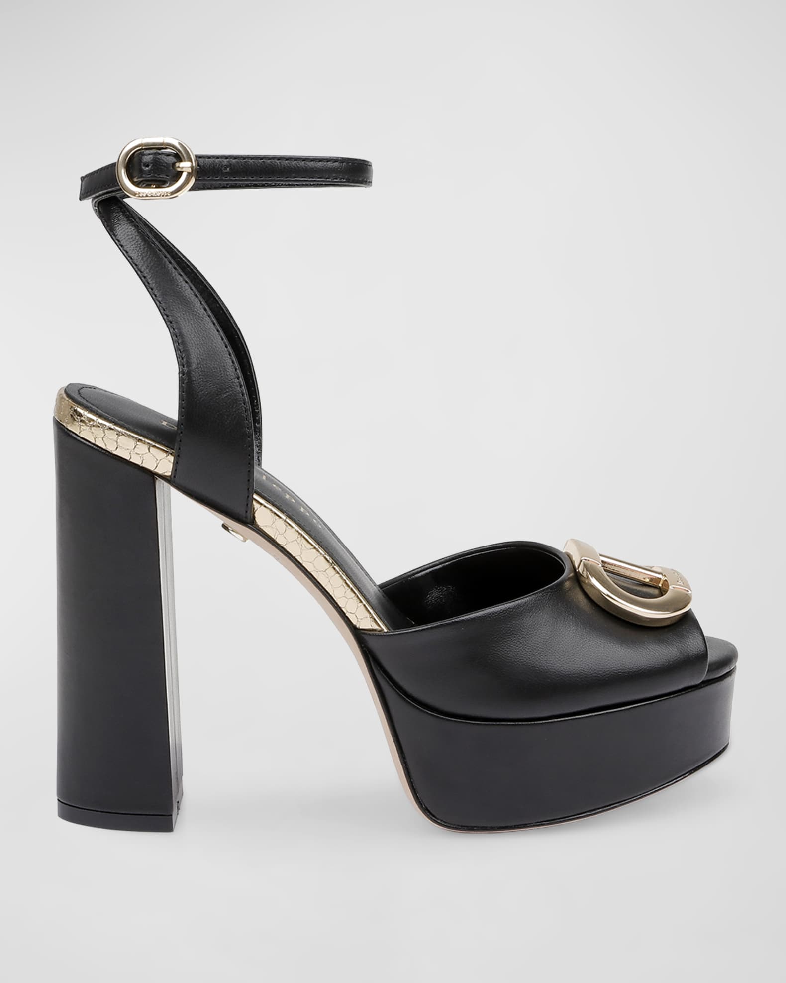 DEE OCLEPPO Brigette Leather Medallion Platform Sandals Neiman Marcus
