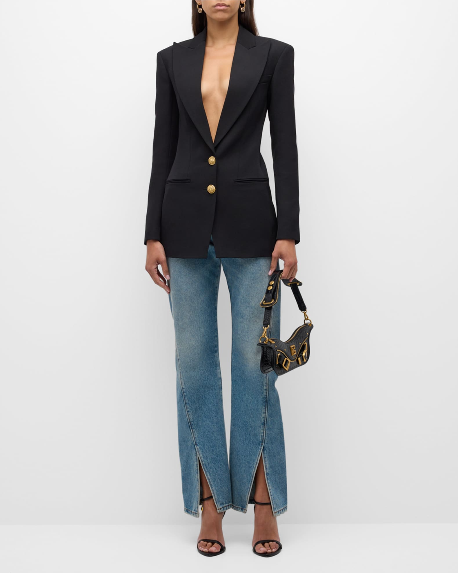 Balmain Two-Button Fitted Blazer Jacket | Neiman Marcus