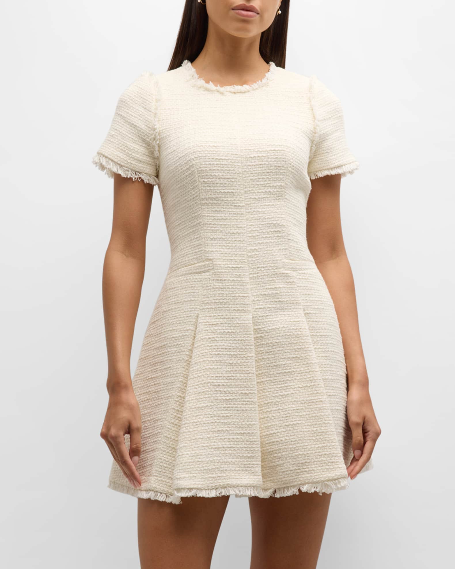 Nova Cotton Boucle Pleated Mini Dress