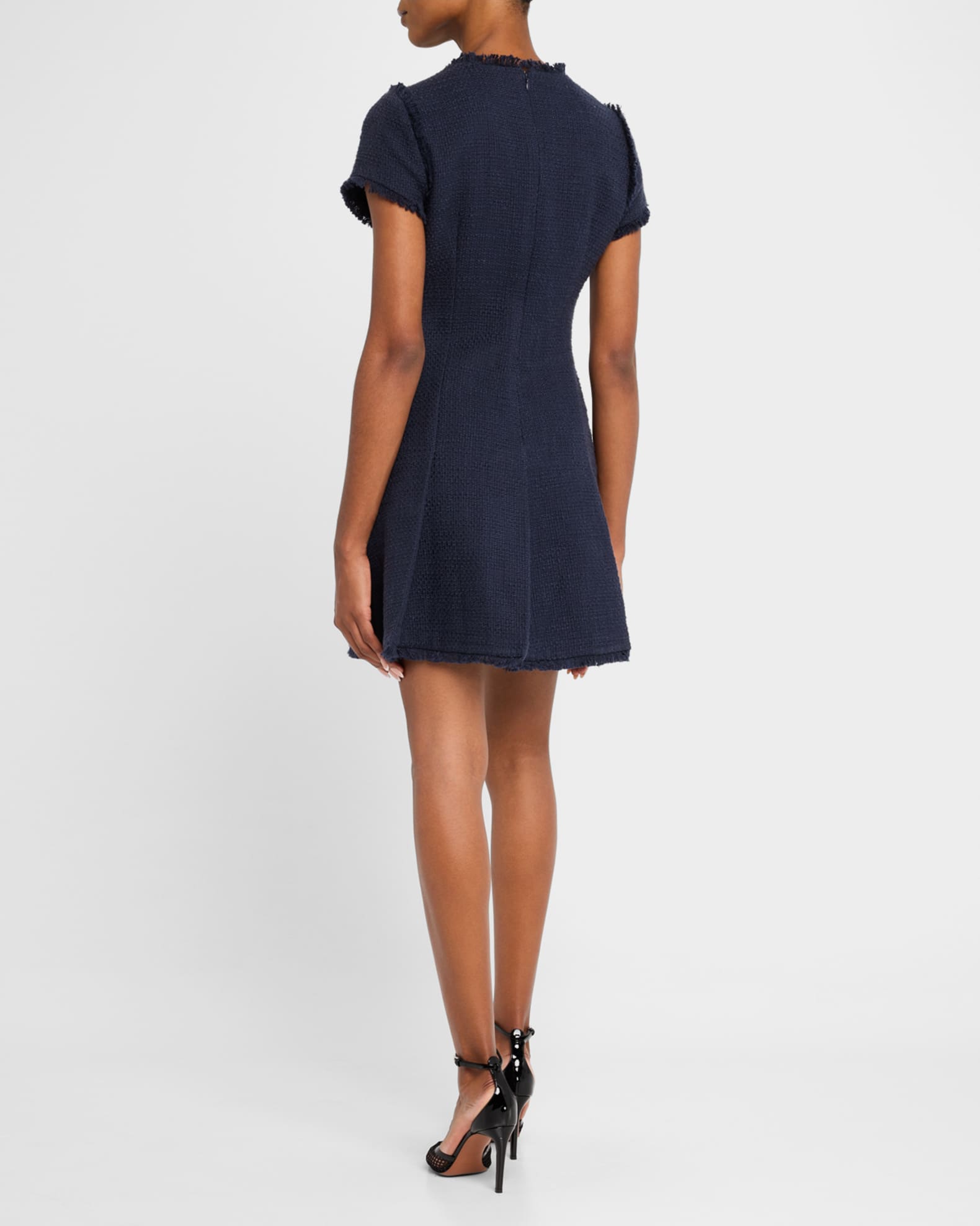 Nova Cotton Boucle Pleated Mini Dress | Neiman Marcus