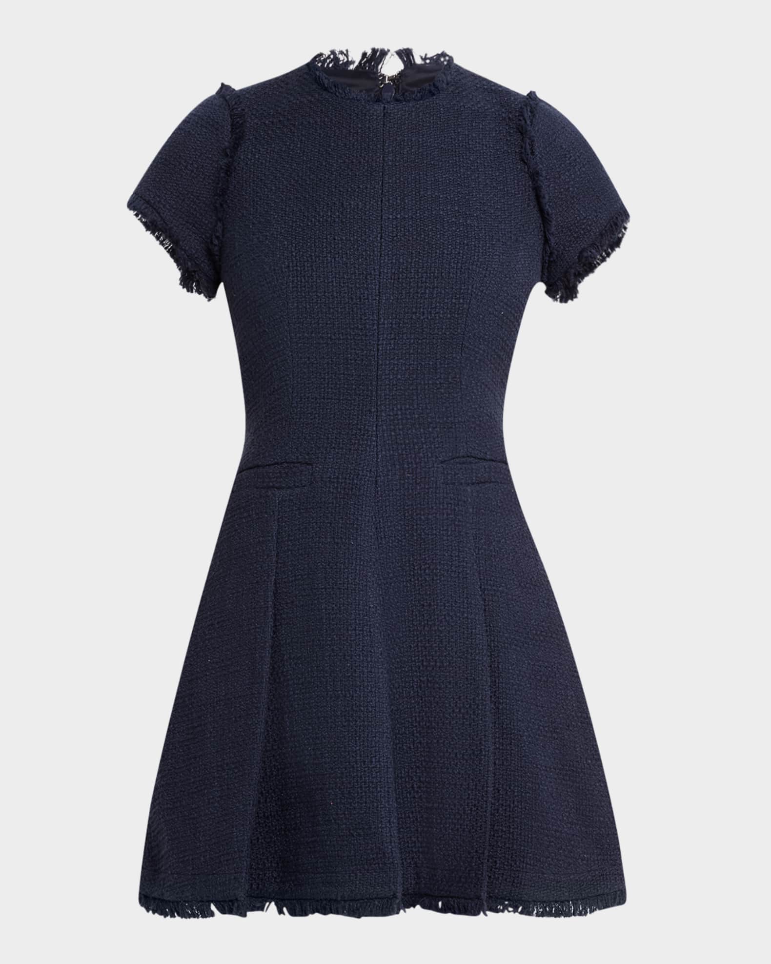 Nova Cotton Boucle Pleated Mini Dress 0