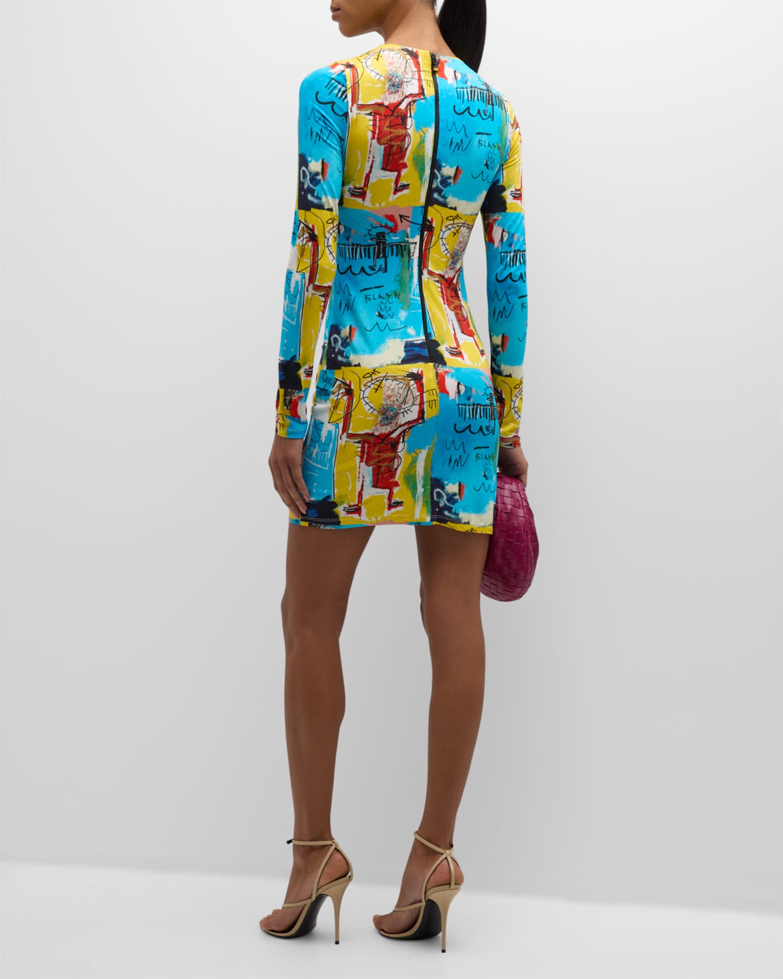Alice + Olivia Delora Multi-Pattern Printed Mini Dress | Neiman Marcus