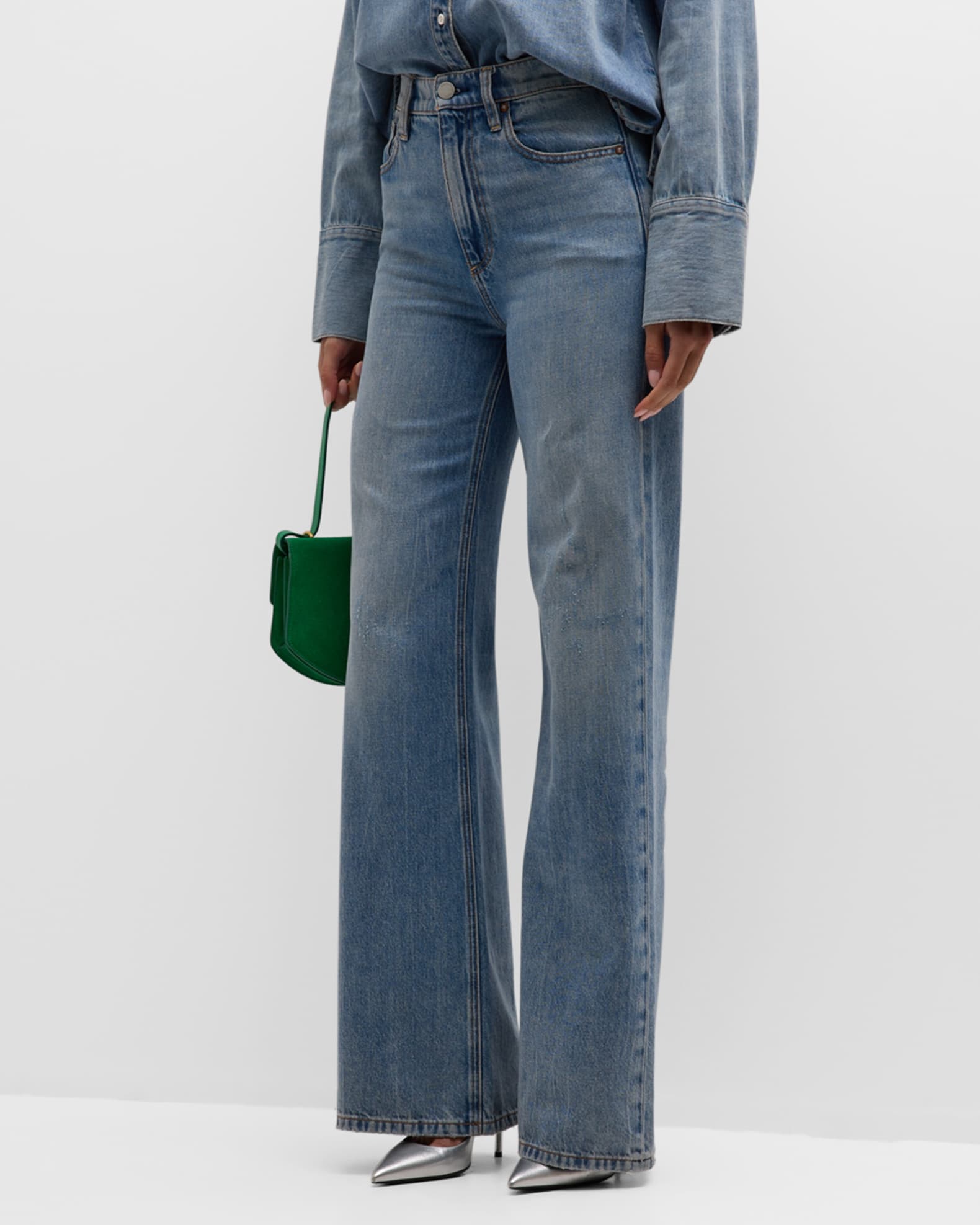 Alice + Olivia Weezy High-Rise Wide-Leg Jeans | Neiman Marcus