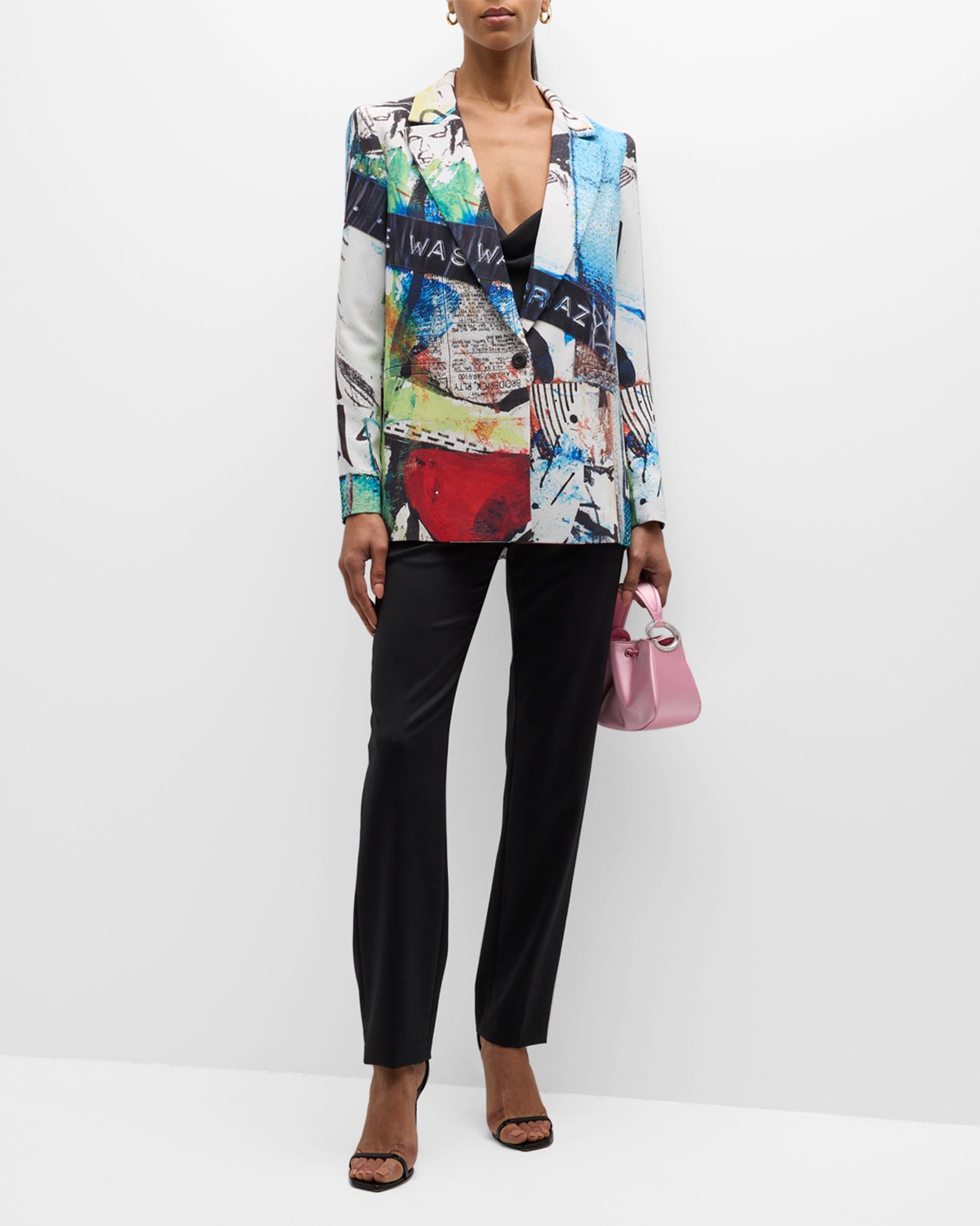 Denny Notch Collar Boyfriend Blazer Green Tea - Alice + Olivia
