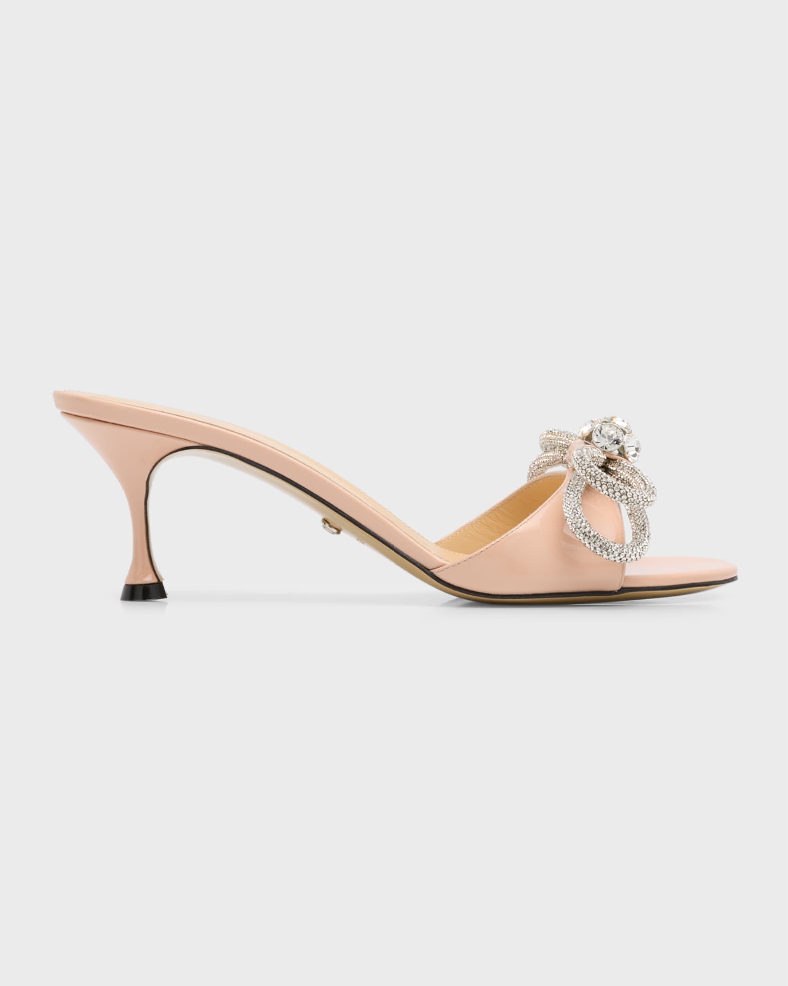 Crystal Patent Double Bow Mule Sandals 0