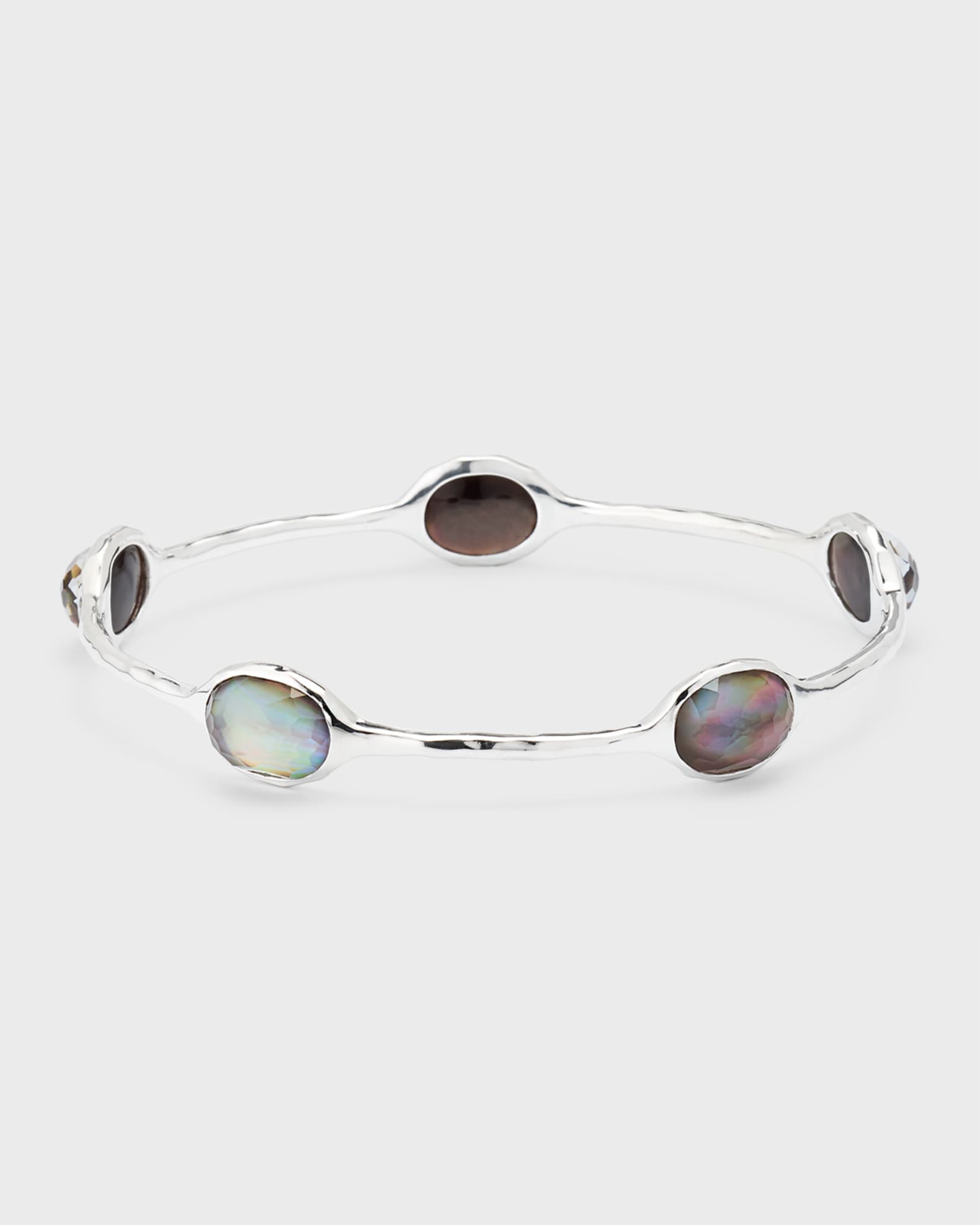 925 Rock Candy 5 Stone Bangle in Rock Crystal and Black Shell Doublet 0