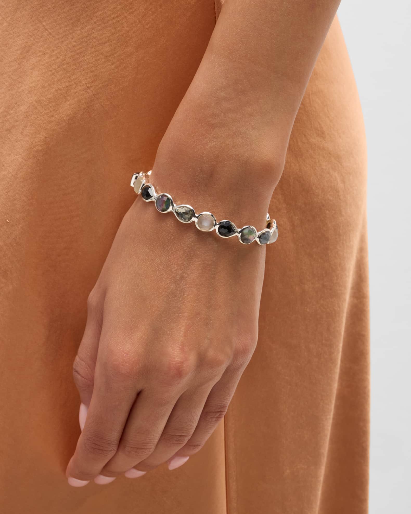 925 Rock Candy All Around Hinged Bangle in Black Tie 1