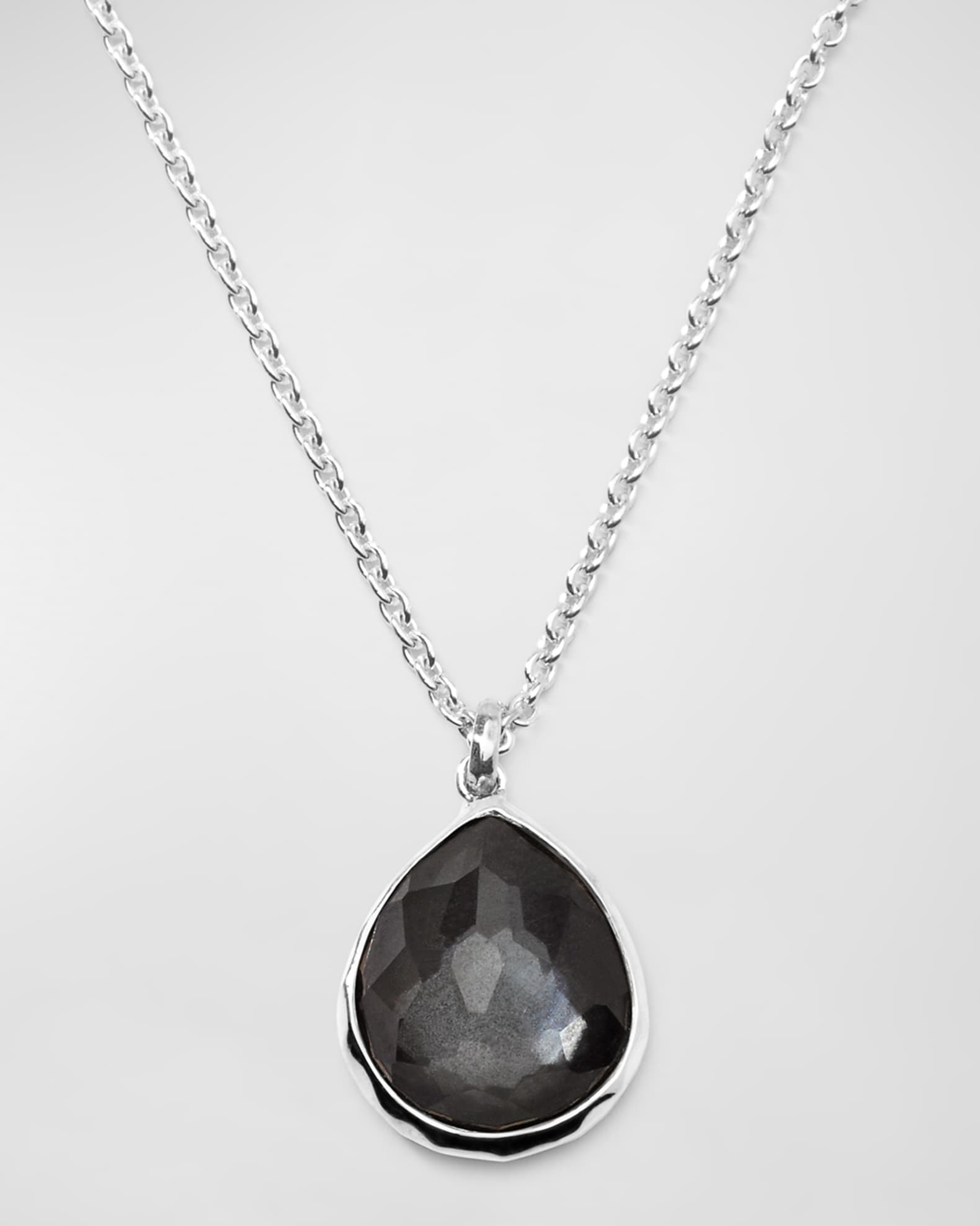 Hematite Doublet Mini Teardrop Pendant Necklace 0