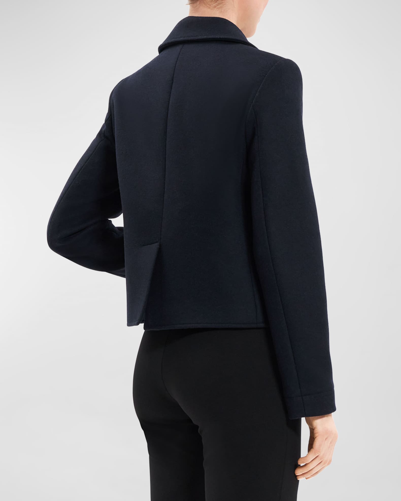 Theory Shrunken Wool Double-Breasted Peacoat | Neiman Marcus