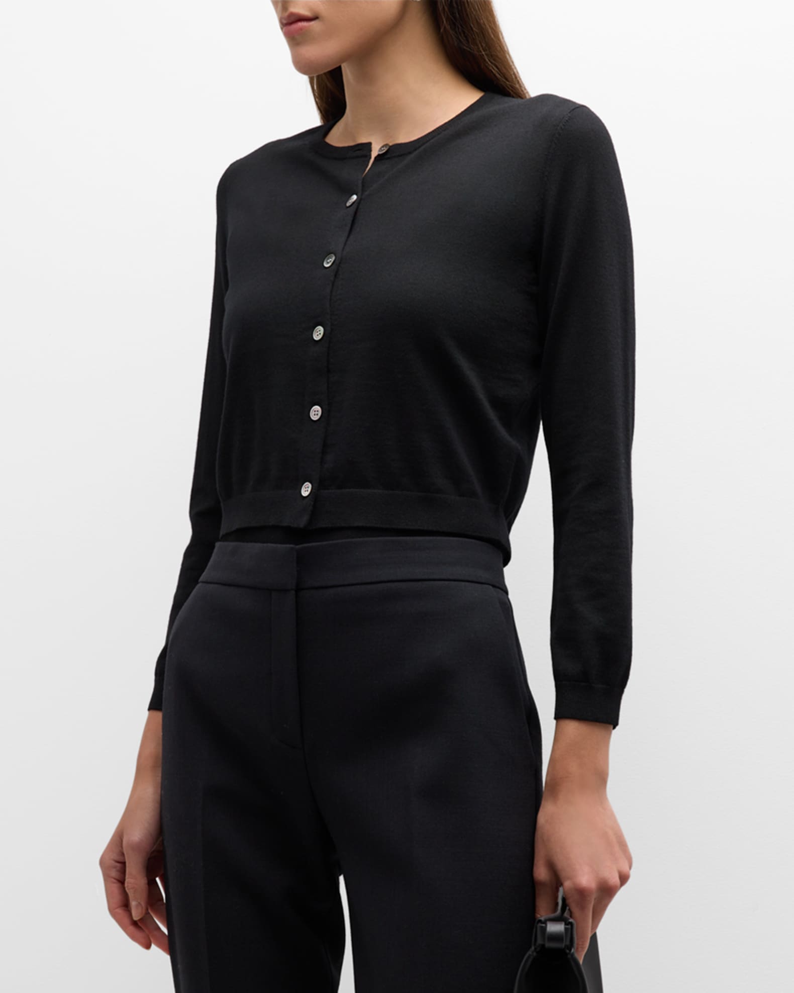 Theory Merino Wool Crop Cardigan Sweater | Neiman Marcus