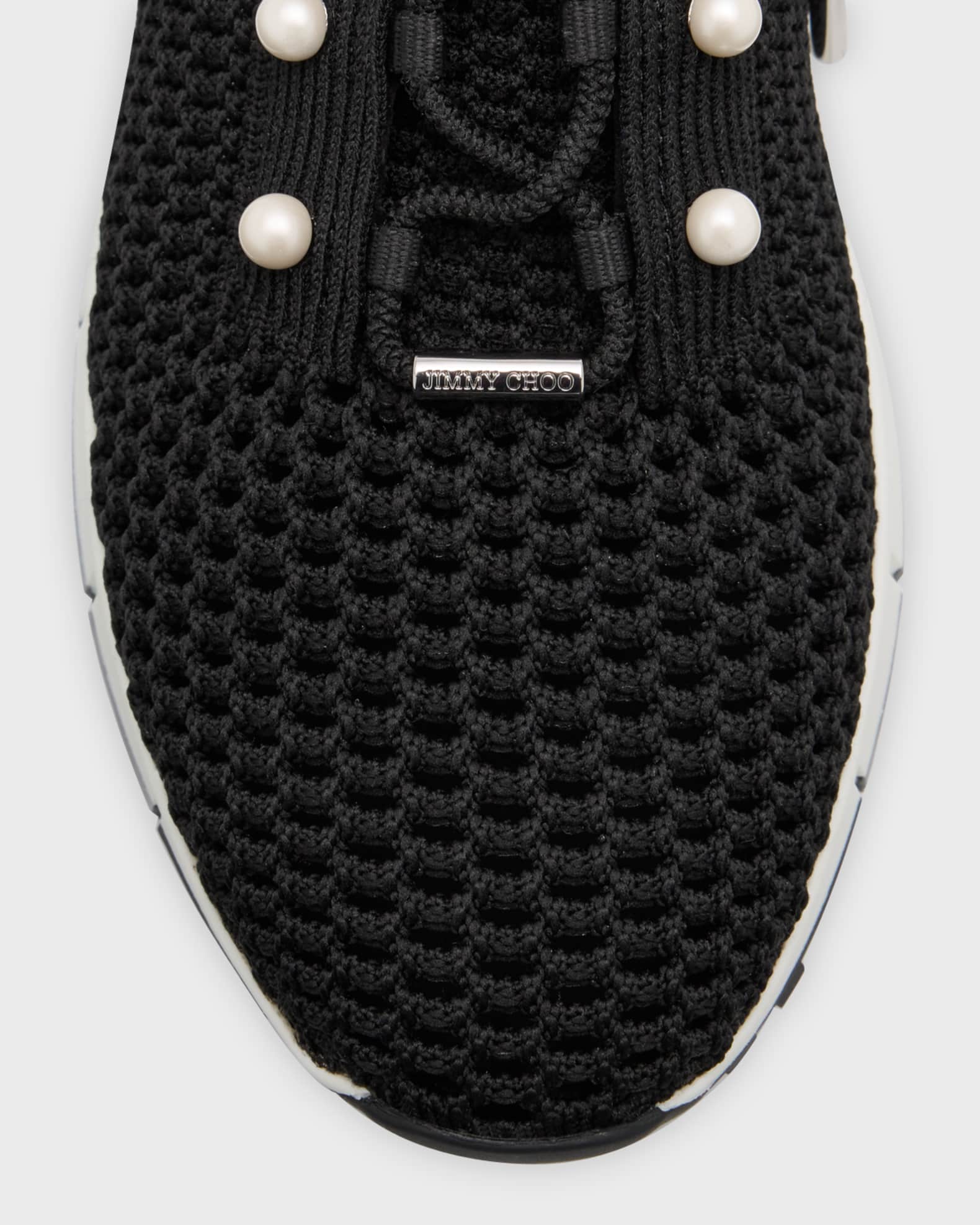 Jimmy Choo Veles Knit Pearly Lace-Up Sneakers | Neiman Marcus