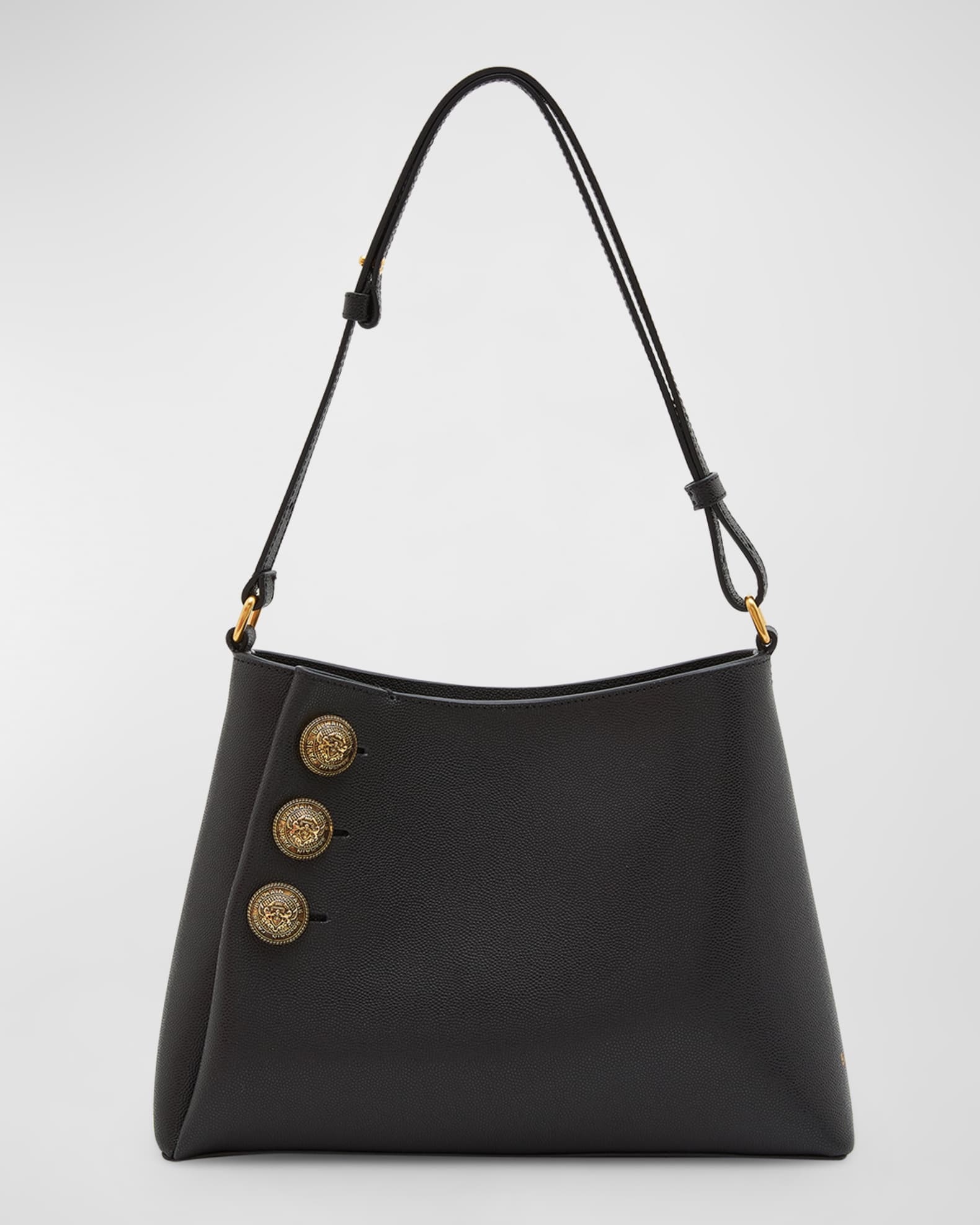 Grained Leather Emblem Handbag