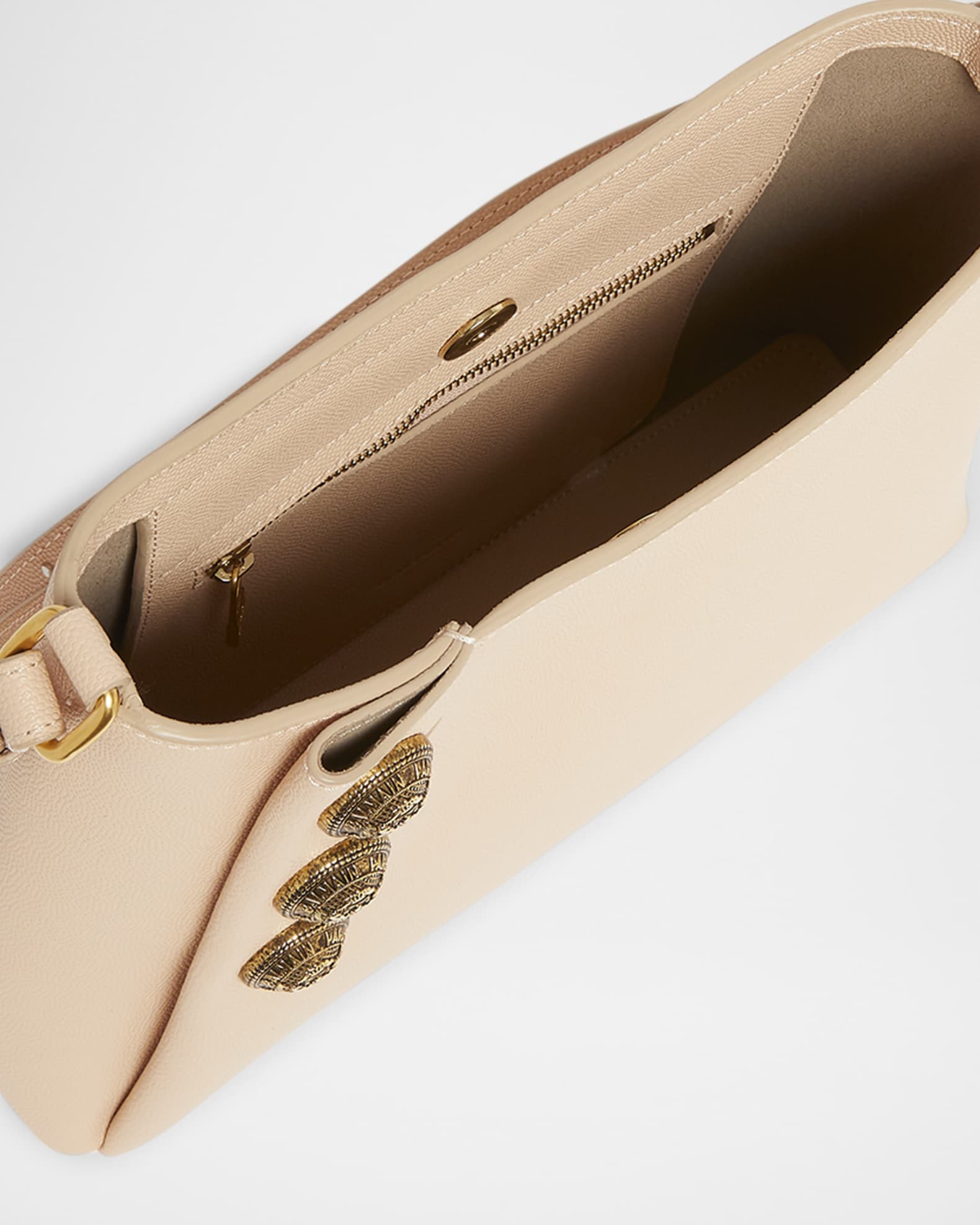 Balmain Embleme Shoulder Bag in Grained Leather | Neiman Marcus