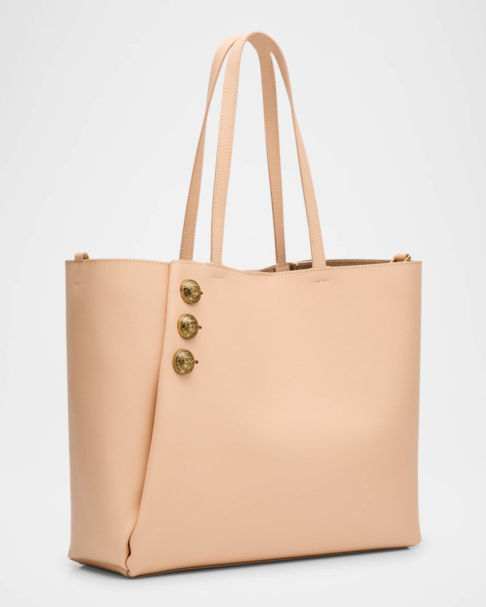 Balmain Embleme Shopper Tote Bag in Grained Leather | Neiman