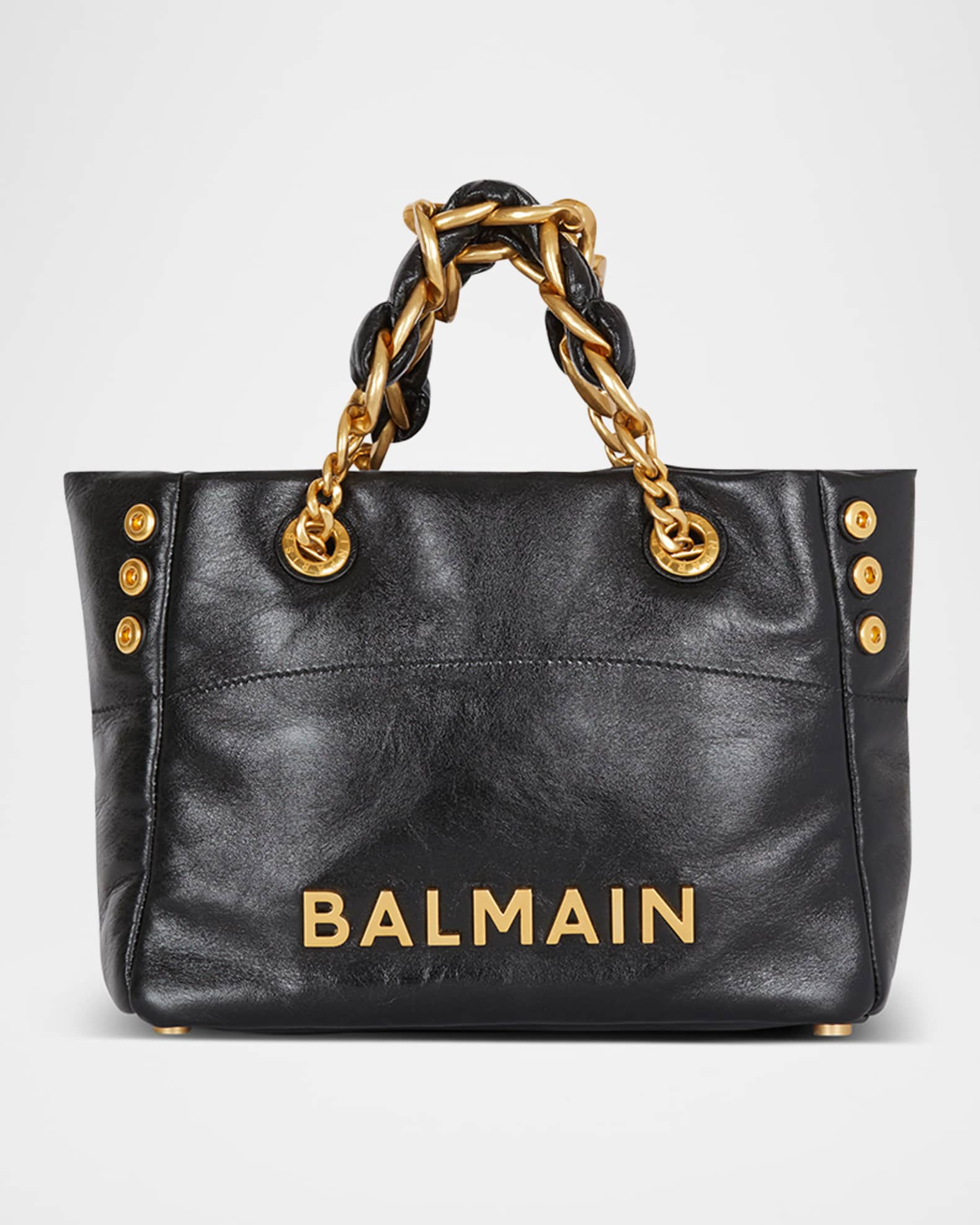 Balmain 1945 Cabas Small Crinkled Top-Handle Bag