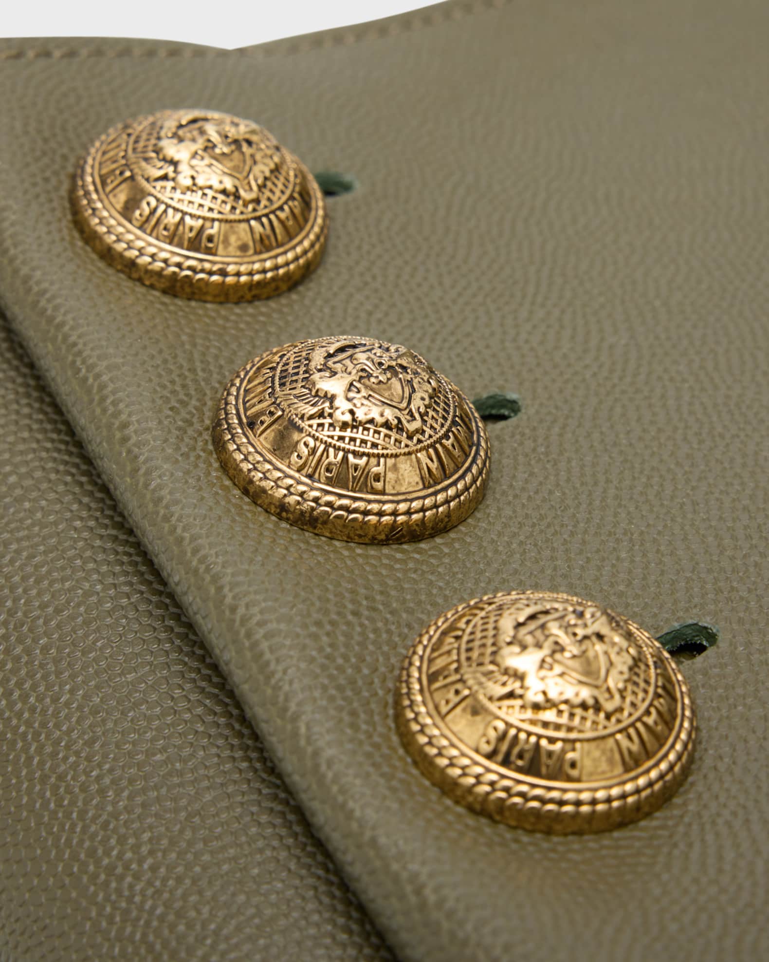 Balmain Embleme Grained Leather Shoulder Bag | Neiman Marcus