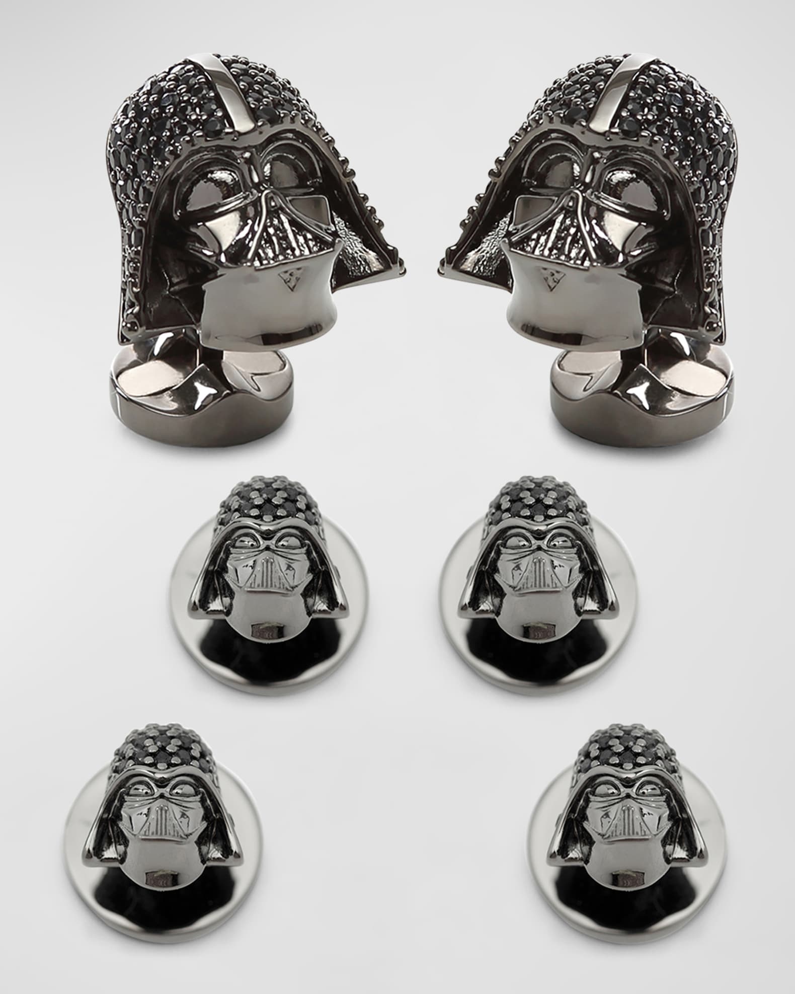 Men's Darth Vader Crystal Helmet Cufflink Stud Set 0