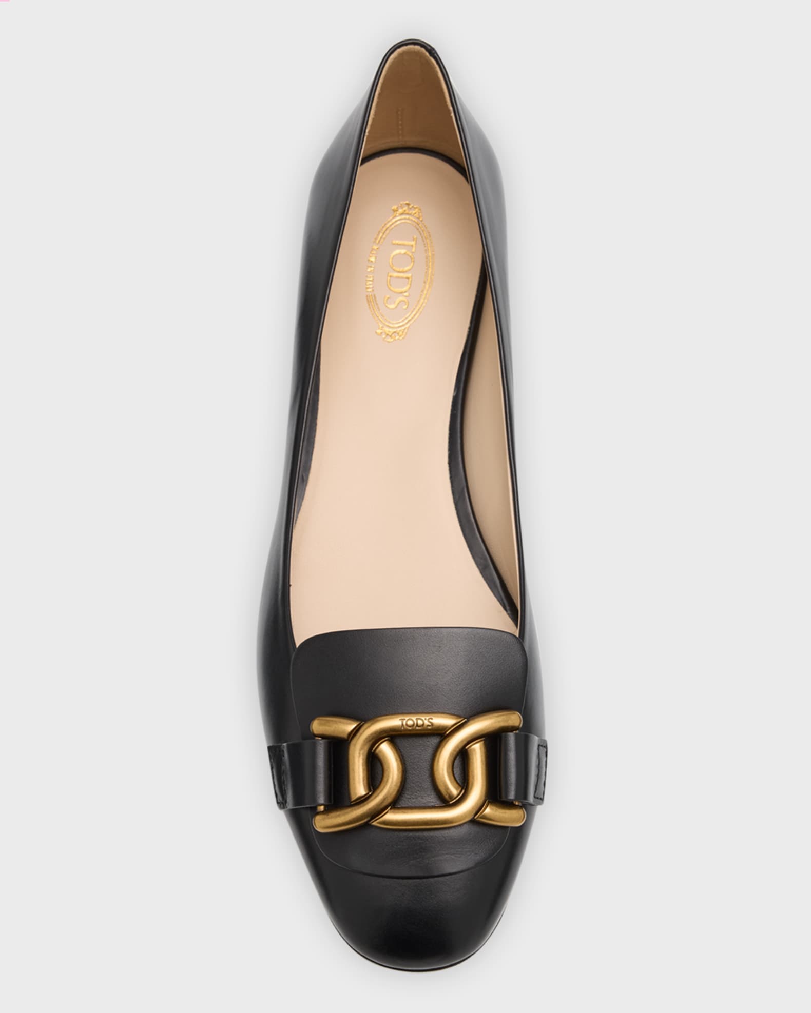 【関税＆送料込み】Tod'S Leather Ballerina With Chain Tod's Leather Chain Ballerina Flats | Neiman Marcus