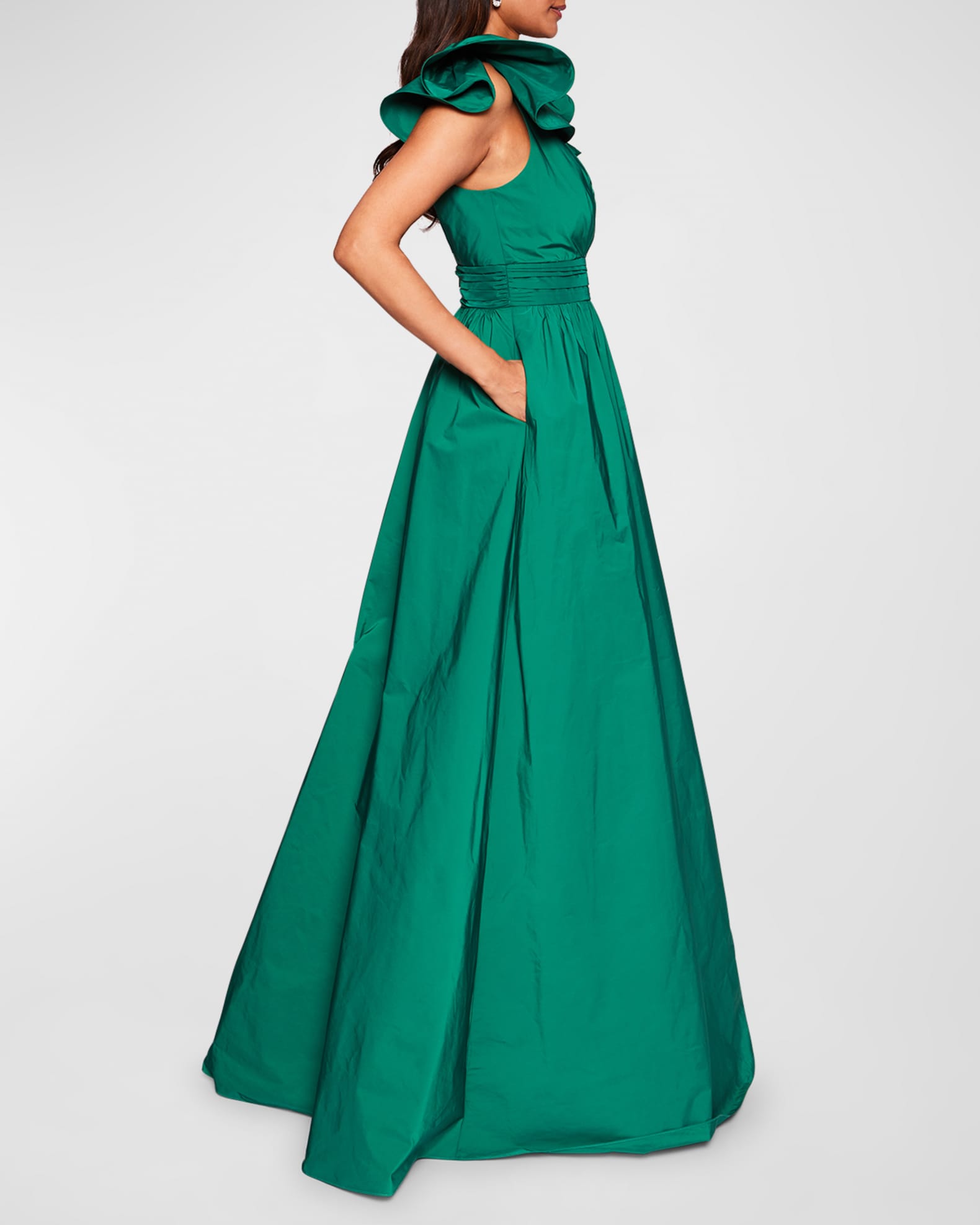 Ruffle Taffeta Empire Ball Gown